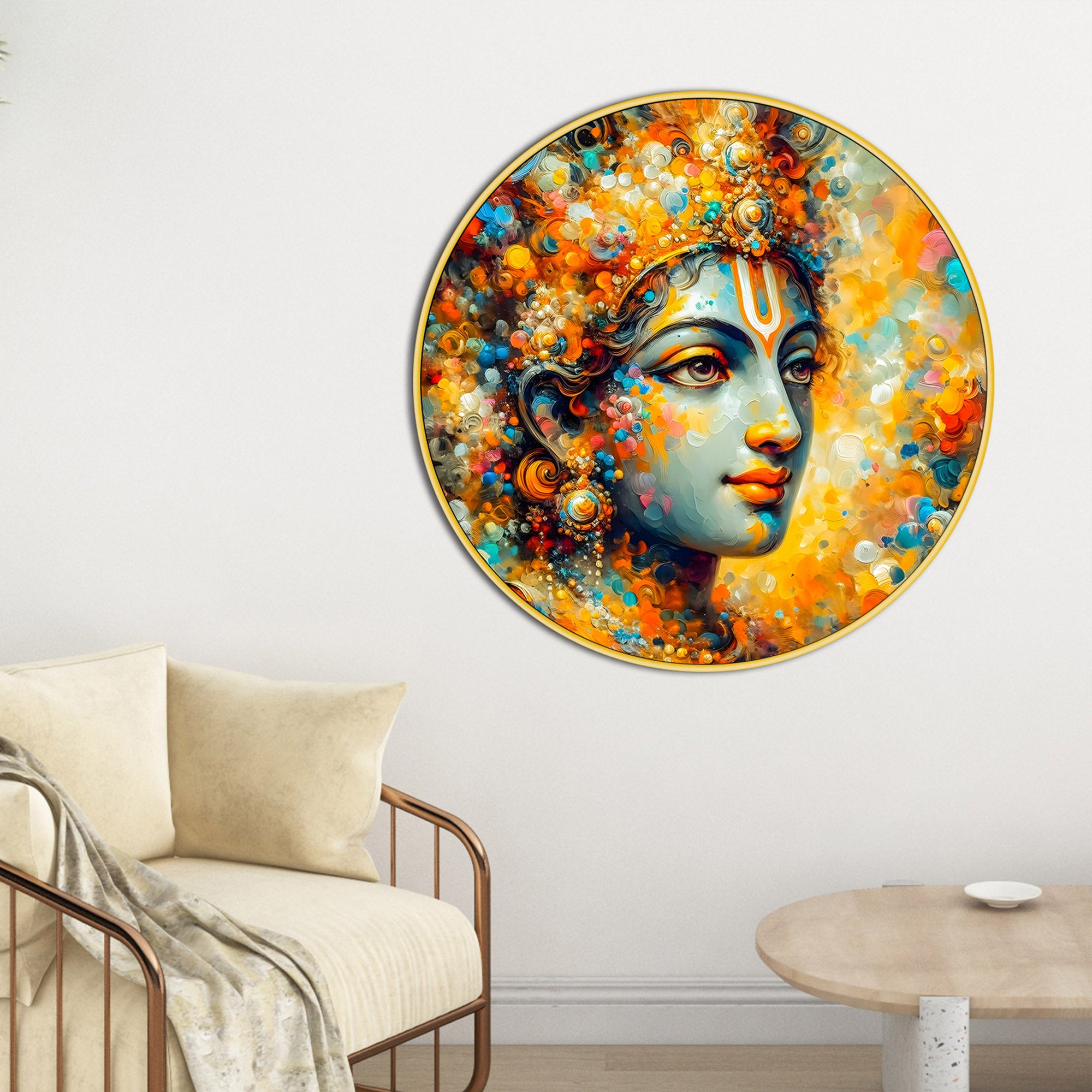 Premium Shri Krishna Round Painting Decor