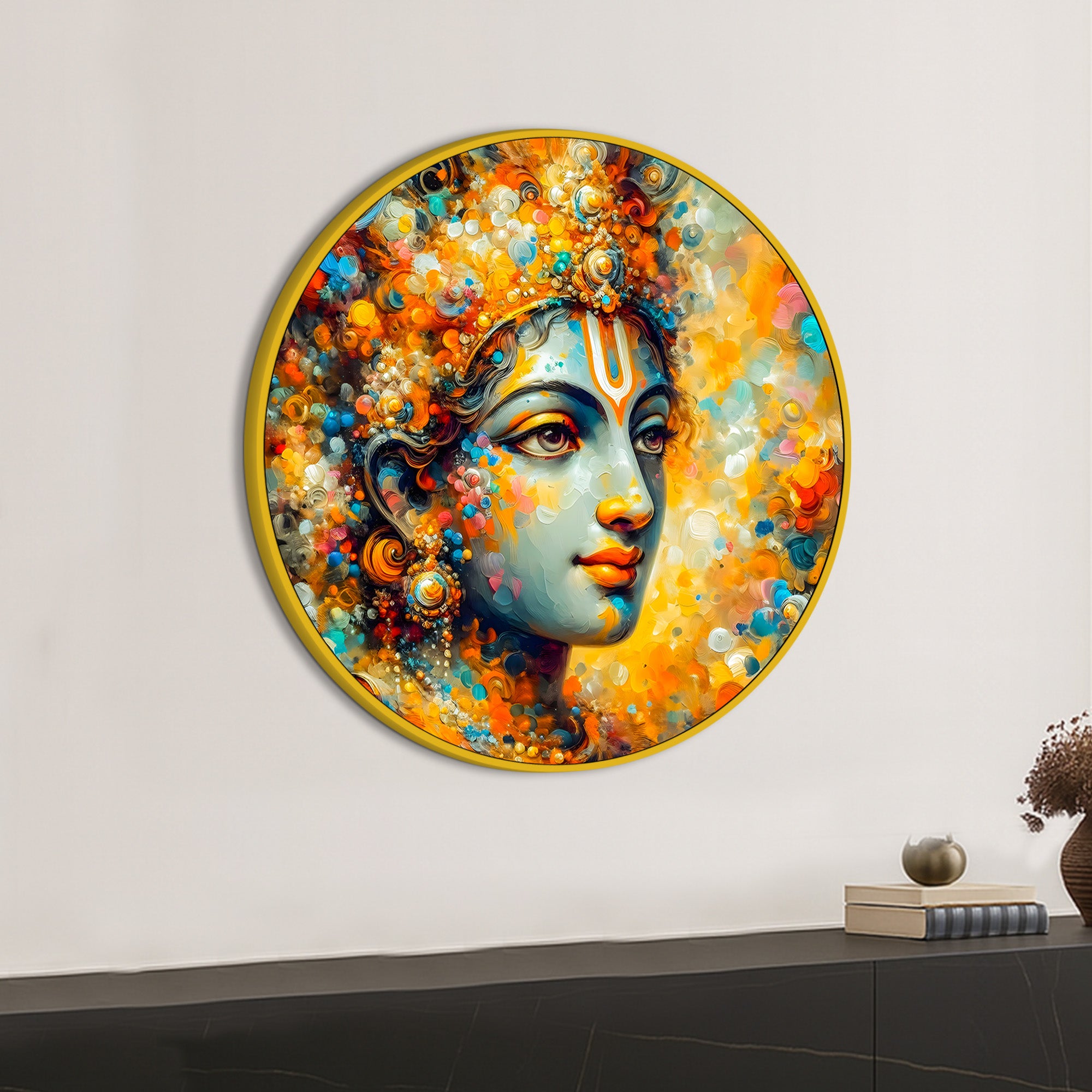 Premium Shri Krishna Round Painting Decor