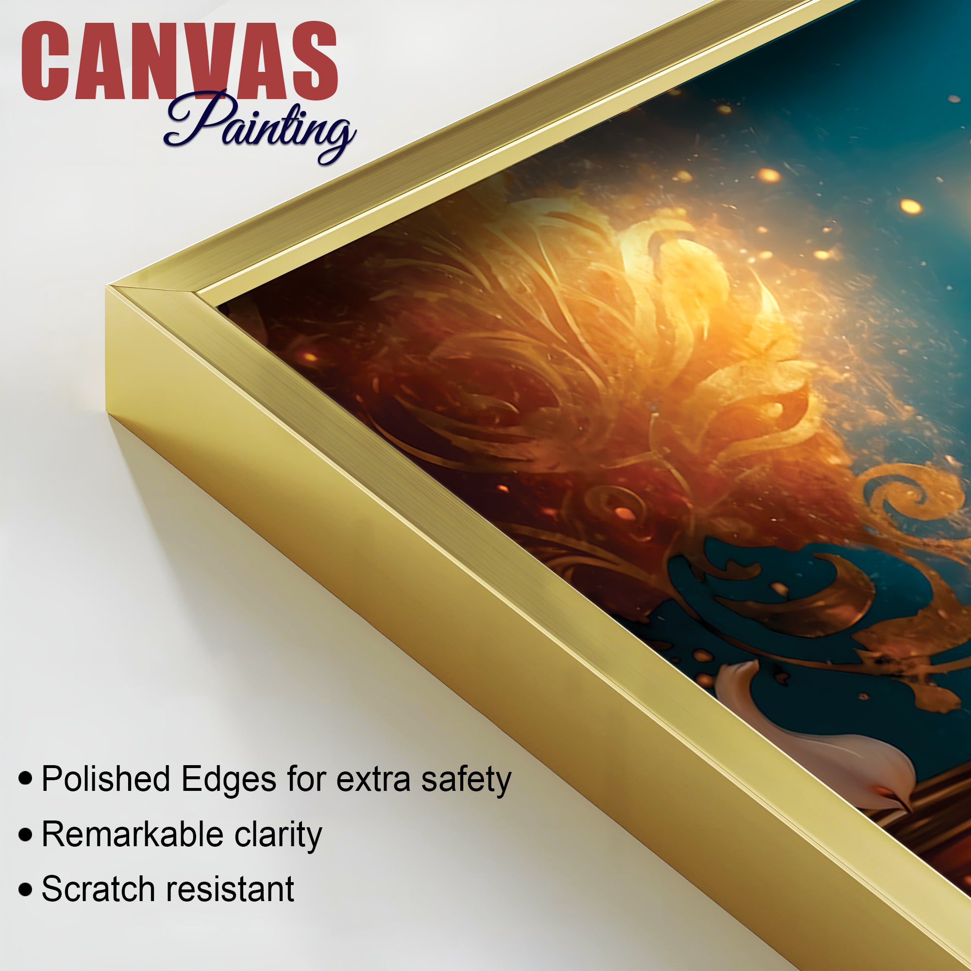 Premium Spiritual Lord Shri Ganesha Sitted with Diyas Devotional Canvas Wall Painting for Home & Offices – Luxury Spiritual Décor