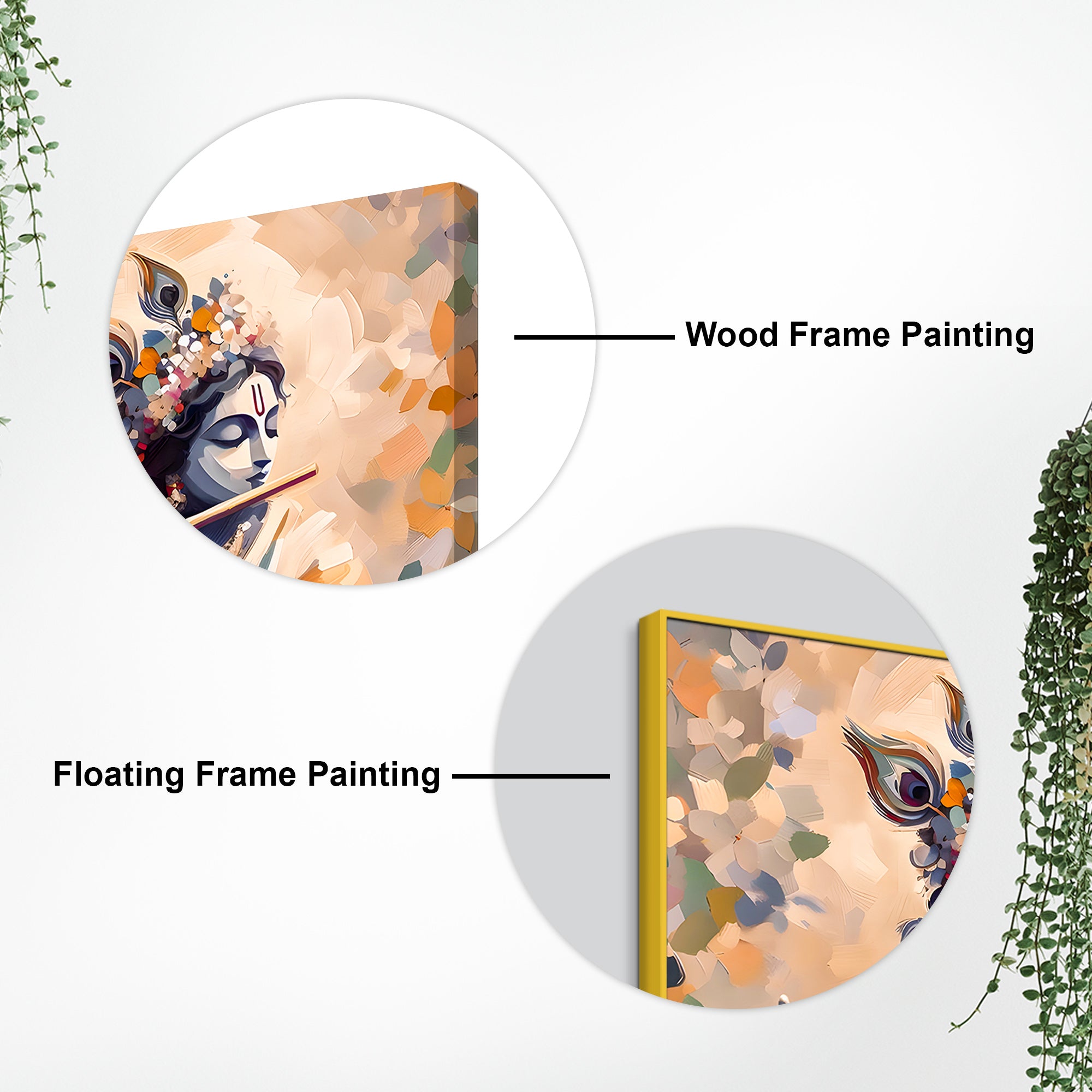 Blissful Lord Krishna Flute Melody Abstract Canvas Wall Painting