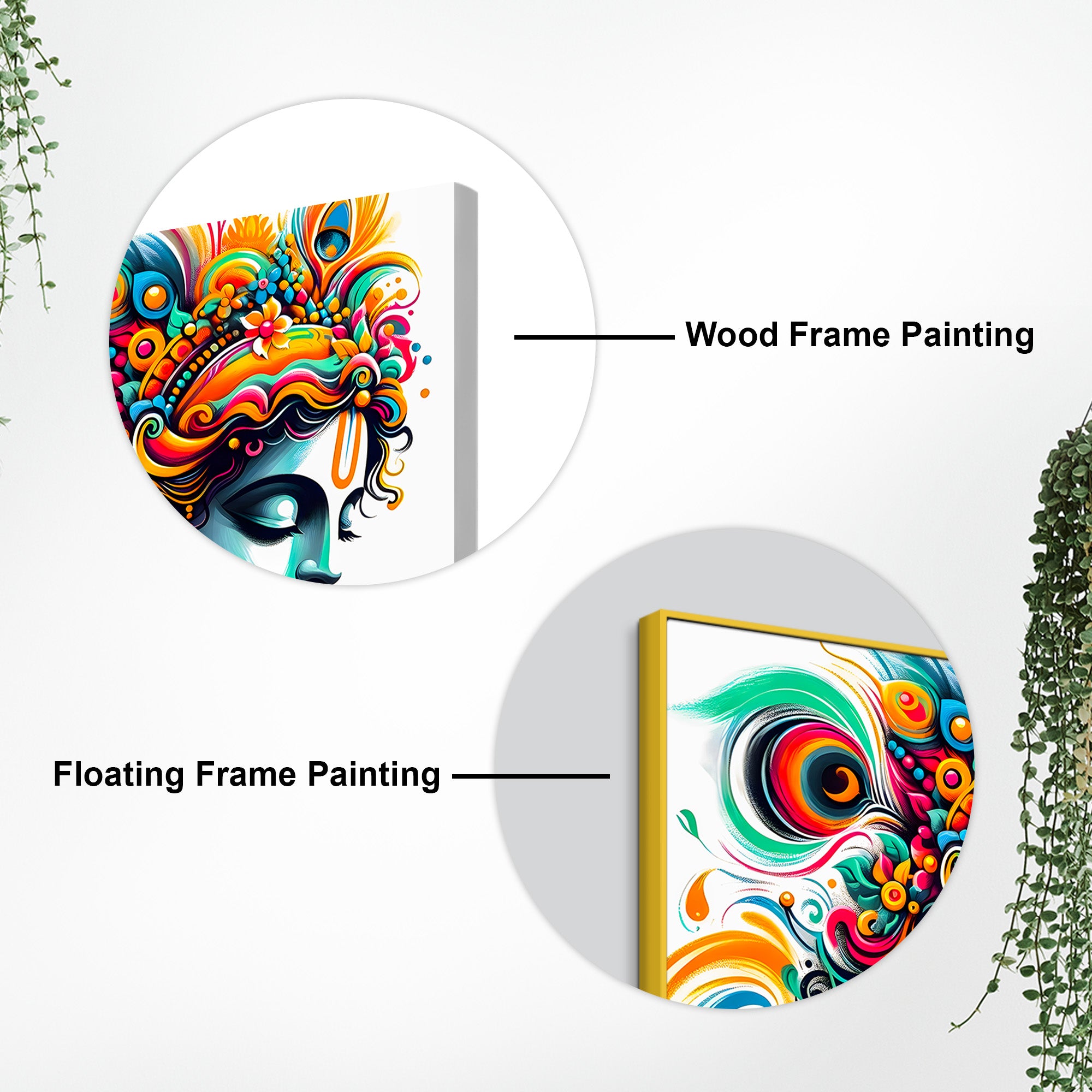 Vibrant Shri Krishna Modern Art Abstract Canvas Wall Painting