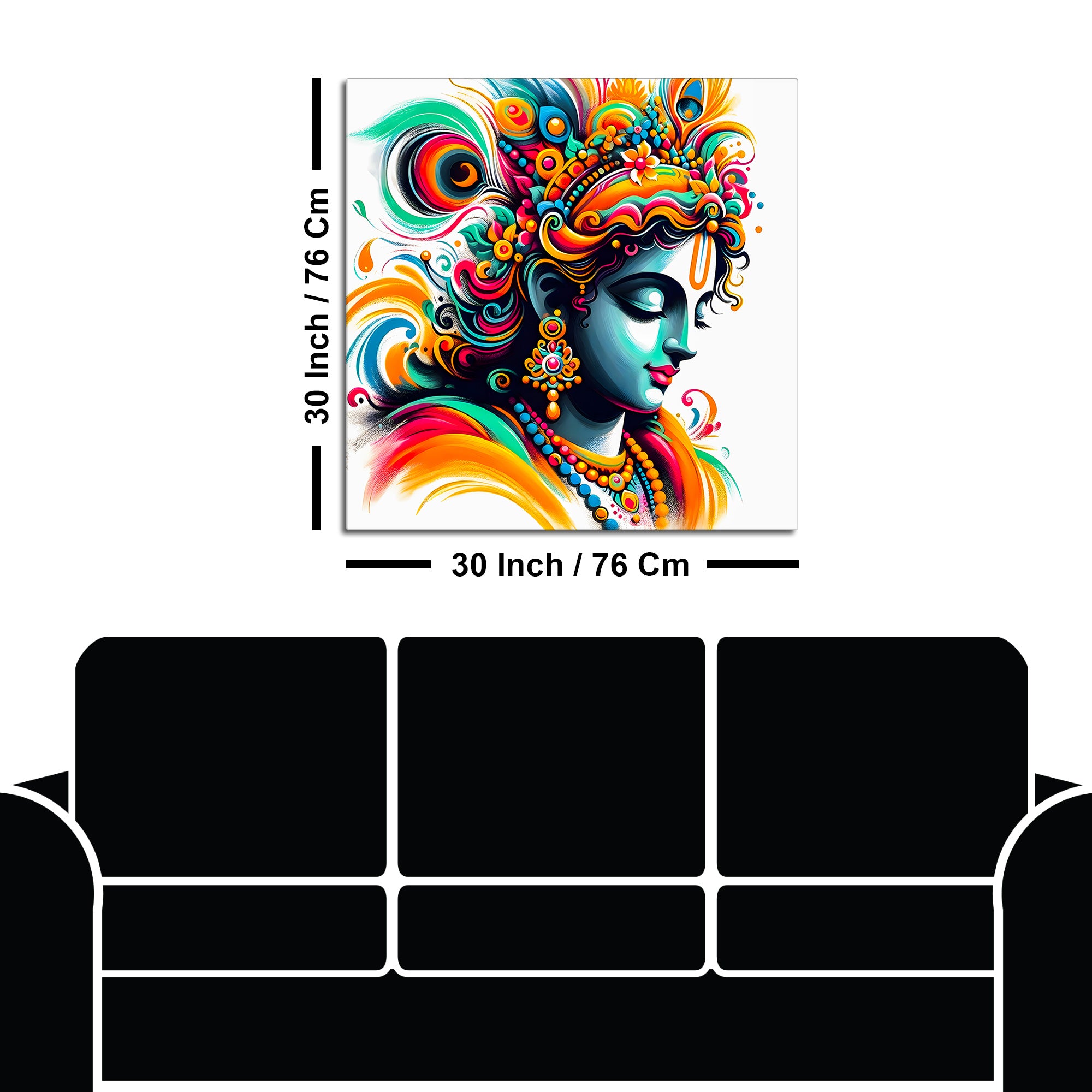 Vibrant Shri Krishna Modern Art Abstract Canvas Wall Painting