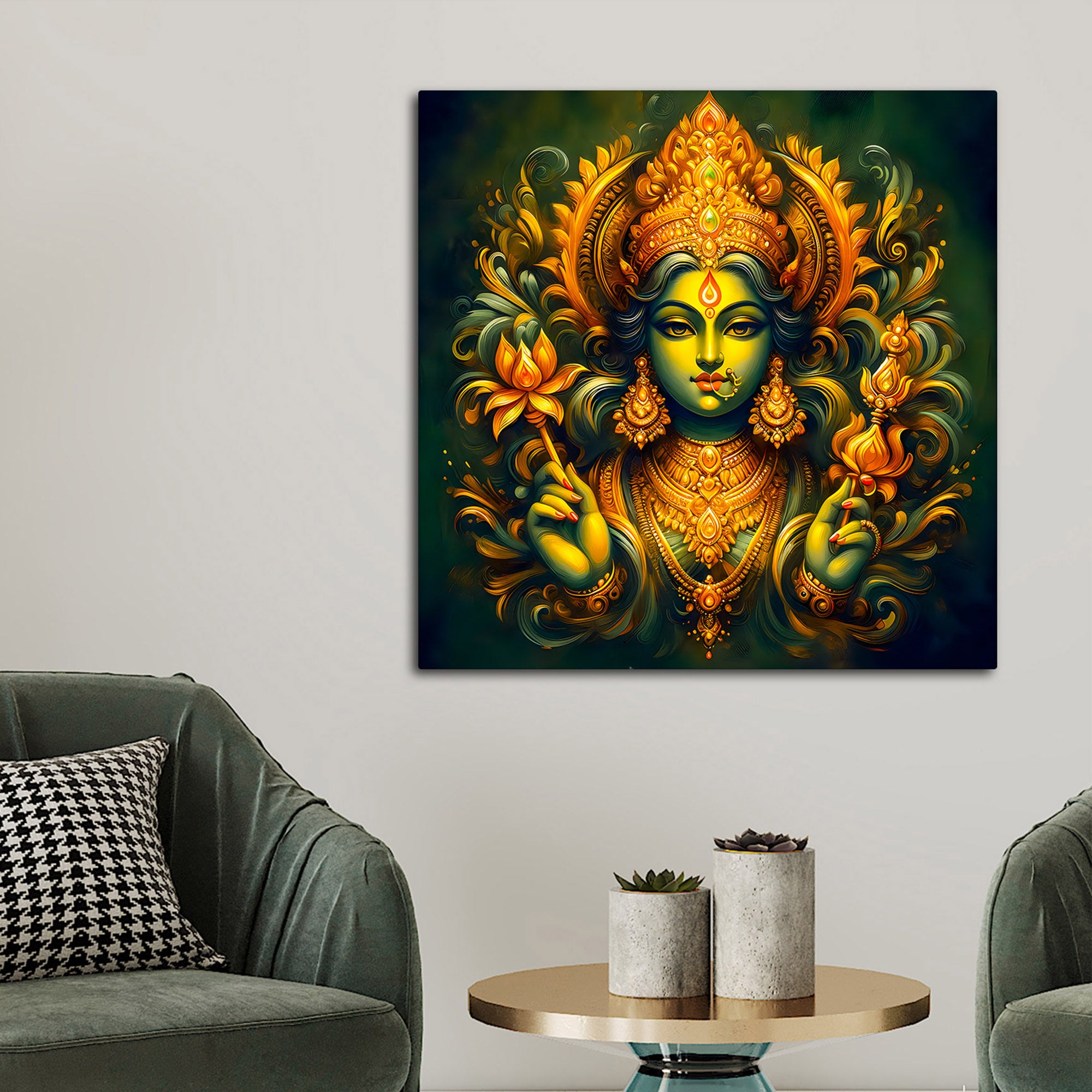 Prosperity Goddess Lakshmi Religious Wall Painting