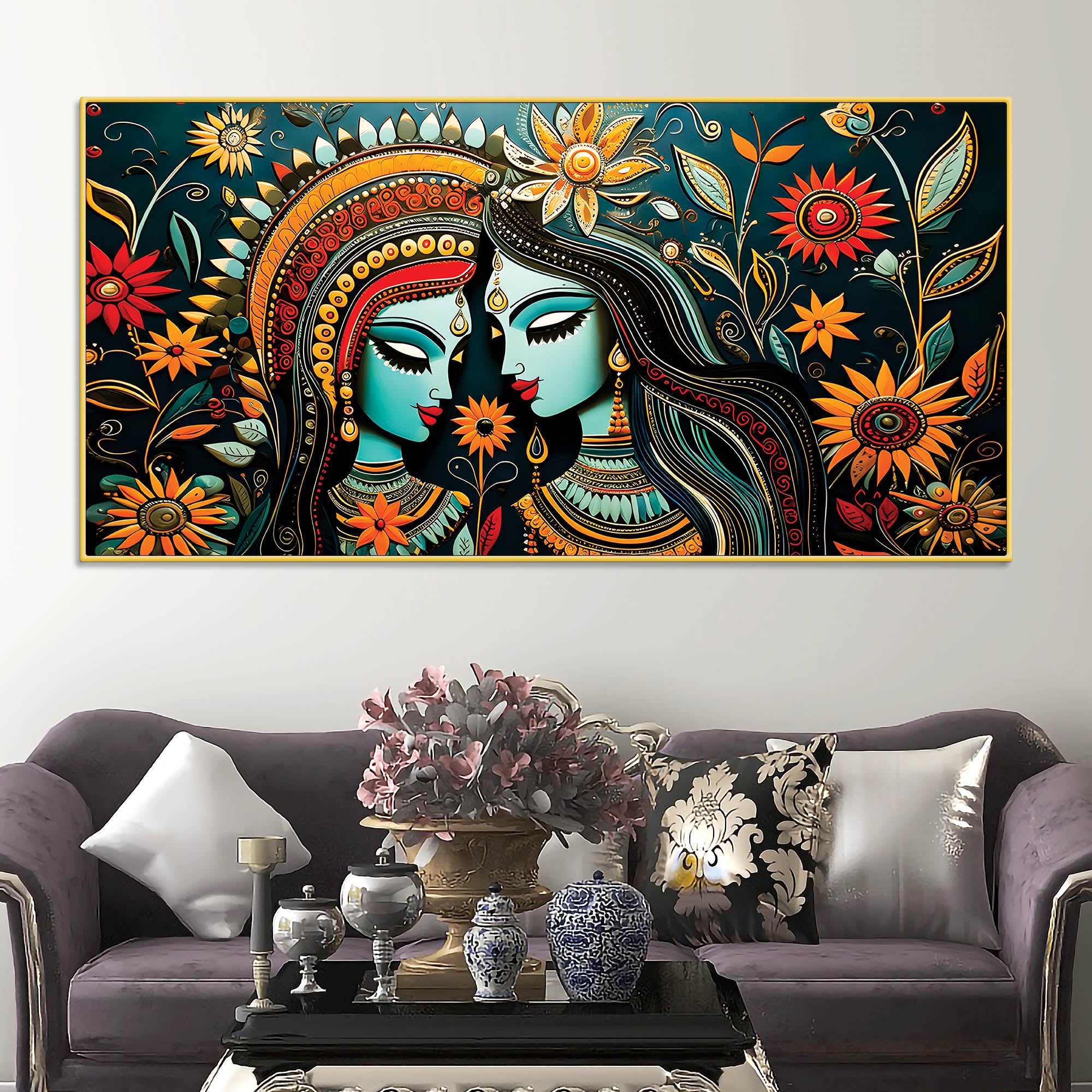 Radha Krishna Decorative Indian Canvas Painting