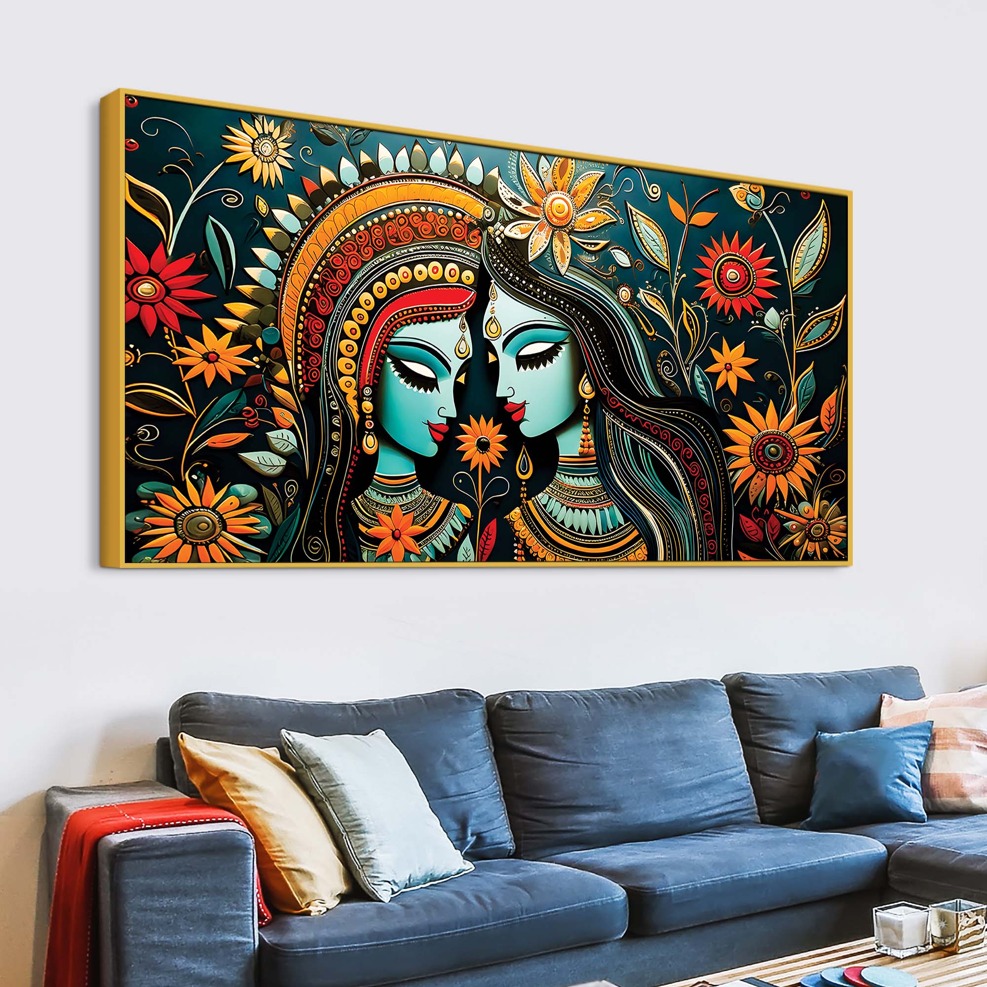 Radha Krishna Decorative Indian Canvas Painting