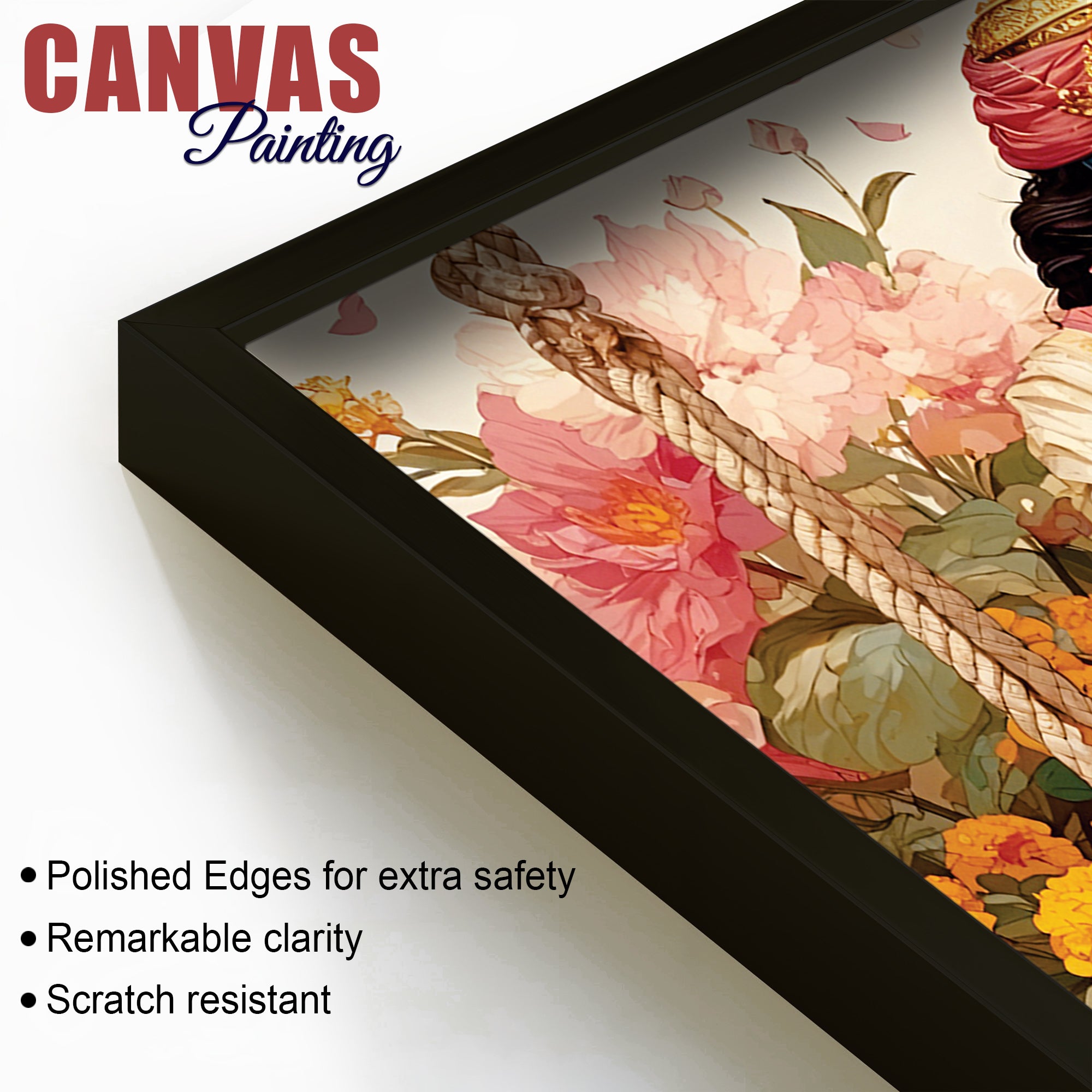 Radha Krishna Floral Garden Premium Wall Painting