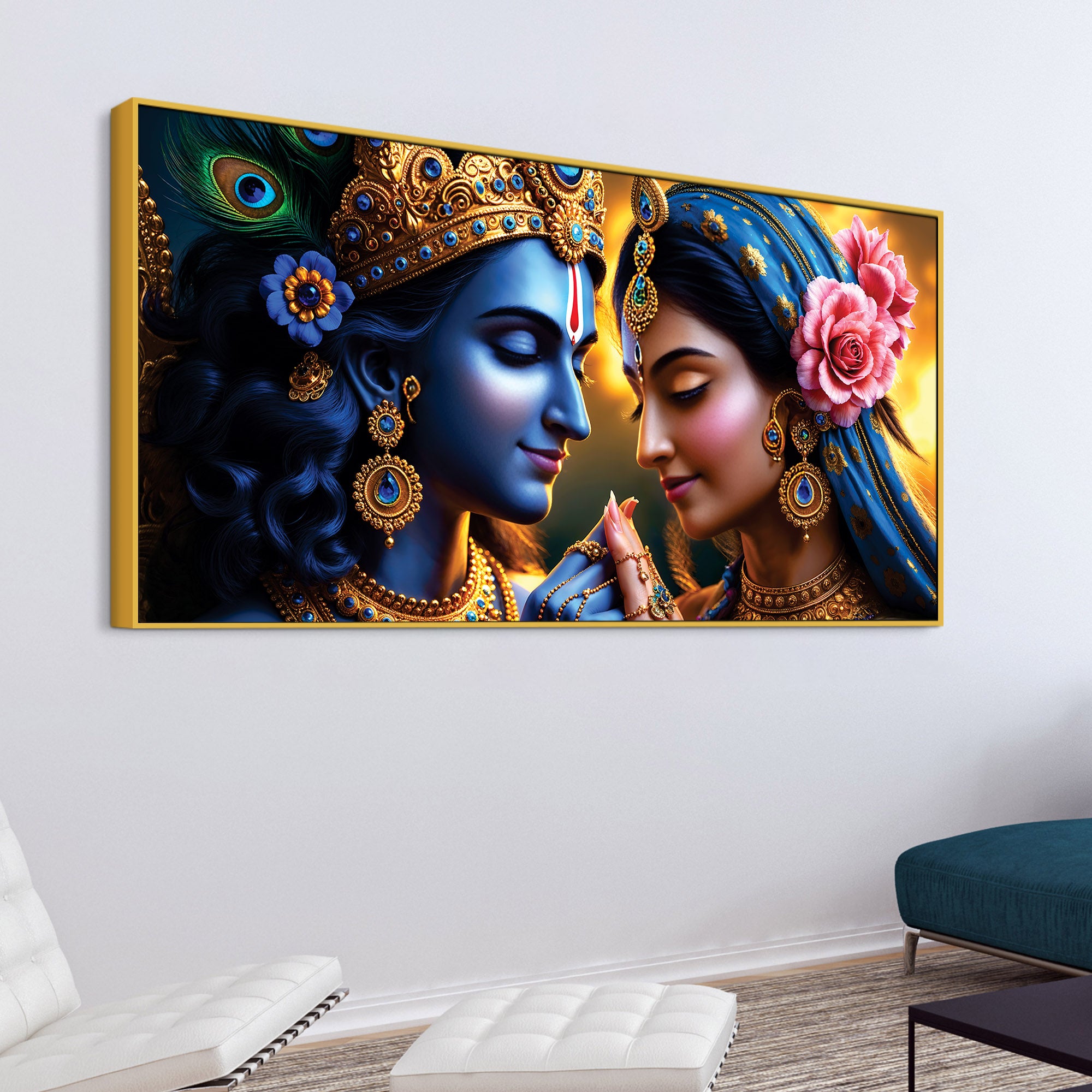 Radha Krishna Luxury Canvas Painting for Spiritual Wall Decor