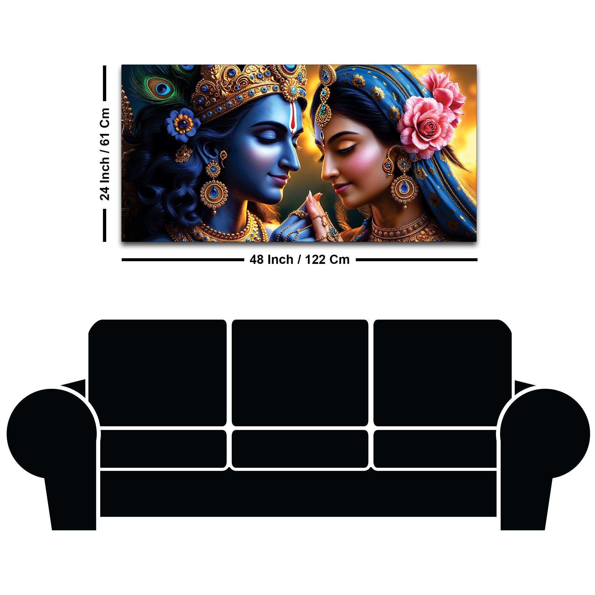Radha Krishna Luxury Canvas Painting for Spiritual Wall Decor