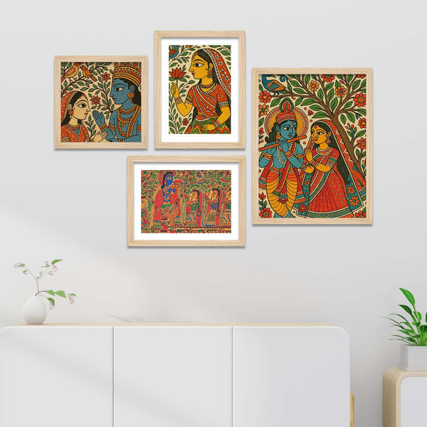 radha-krishna-madhubani-style-wall-frame-set-of-four