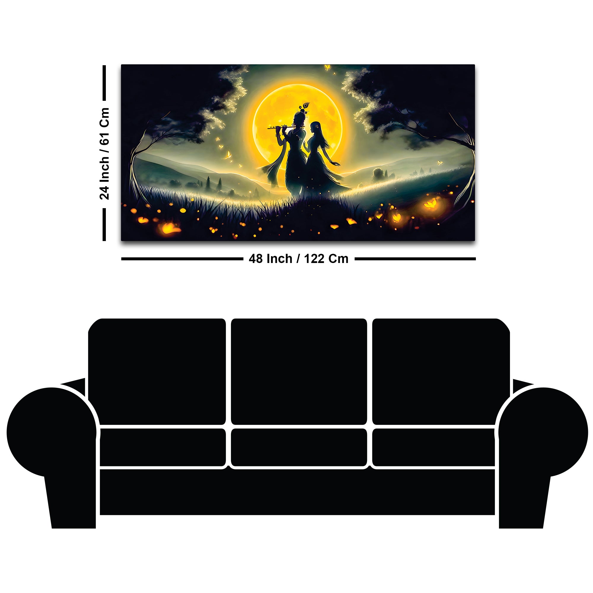 Radha Krishna Moonlight Devotional Painting Wall Art