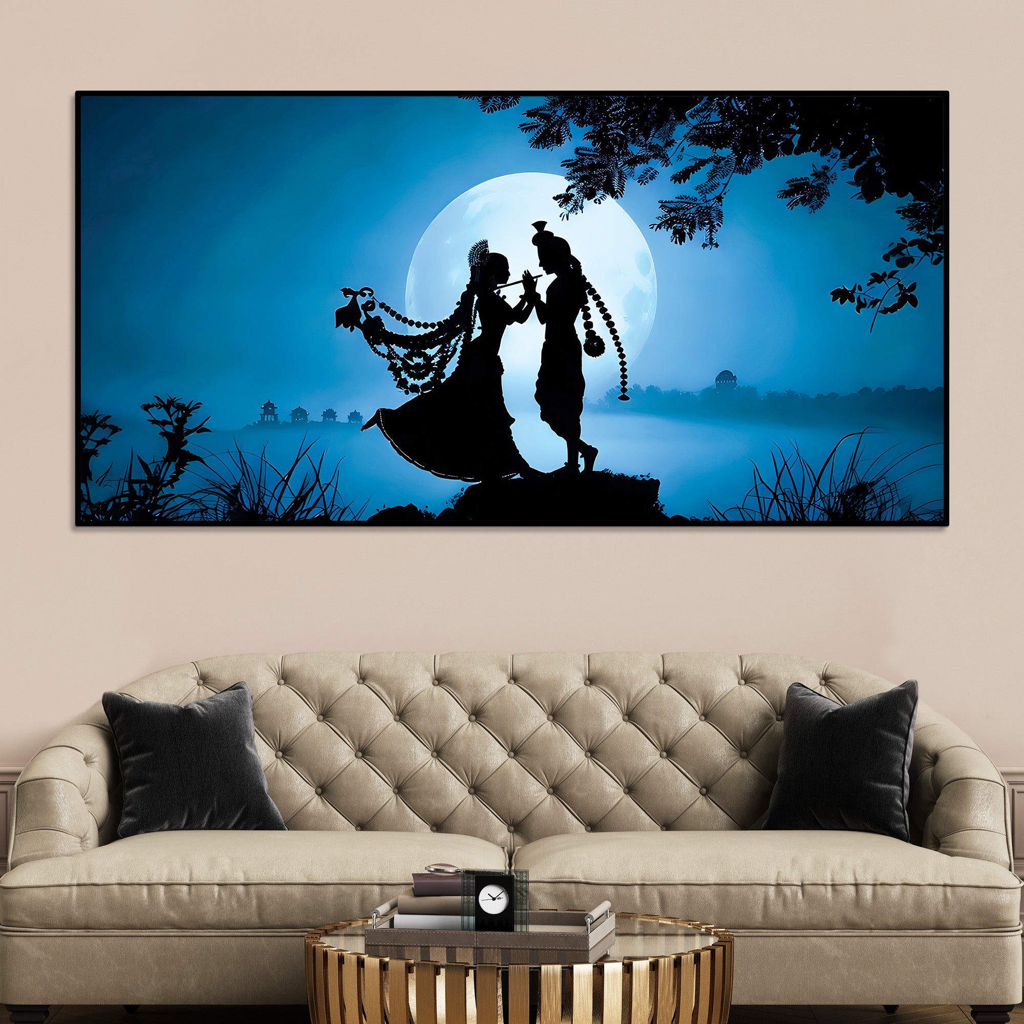 Radha Krishna Spiritual Canvas Painting for Home Decoration