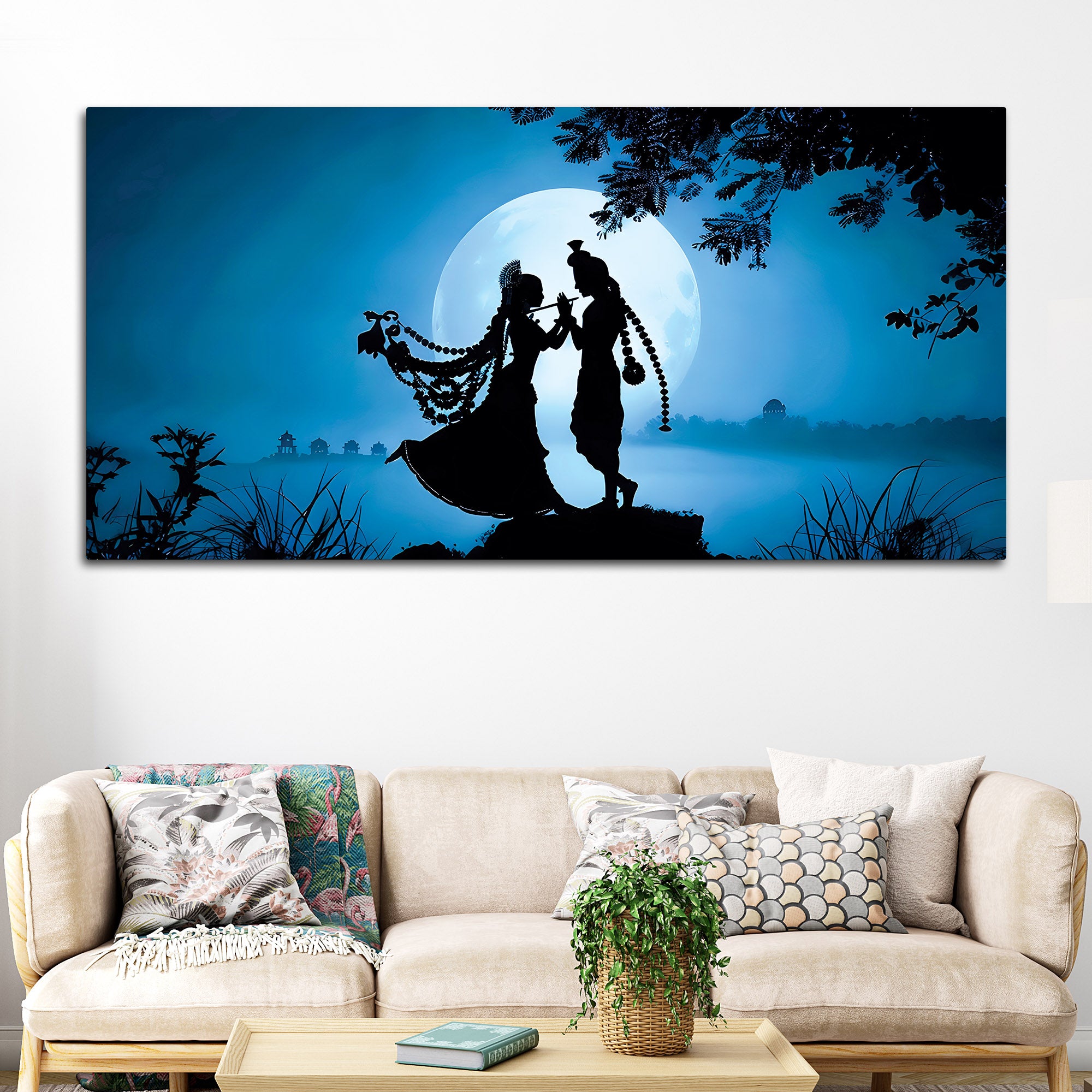 Radha Krishna Spiritual Canvas Painting for Home Decoration