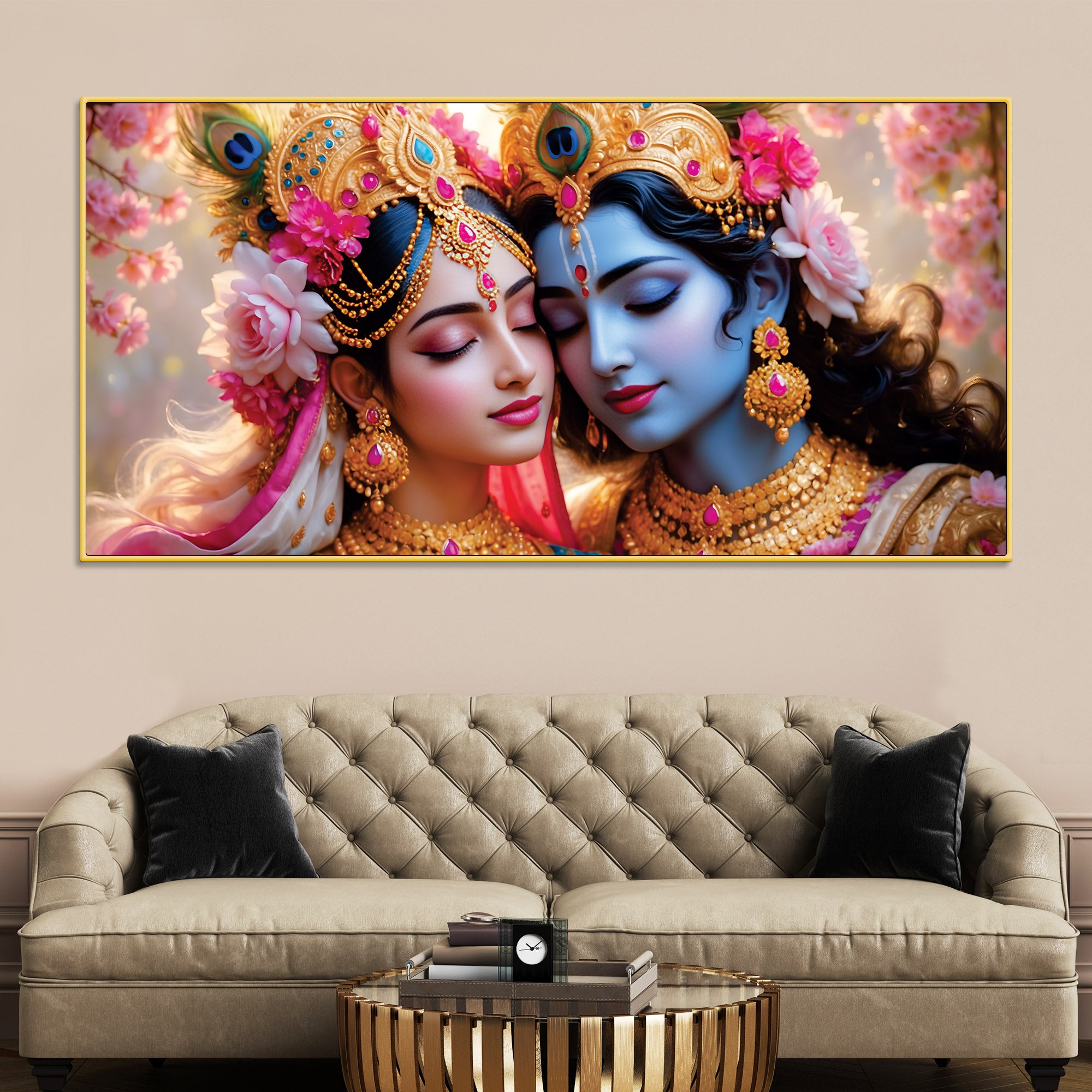 Radha Krishna Spiritual Canvas Painting for Modern Wall Decor