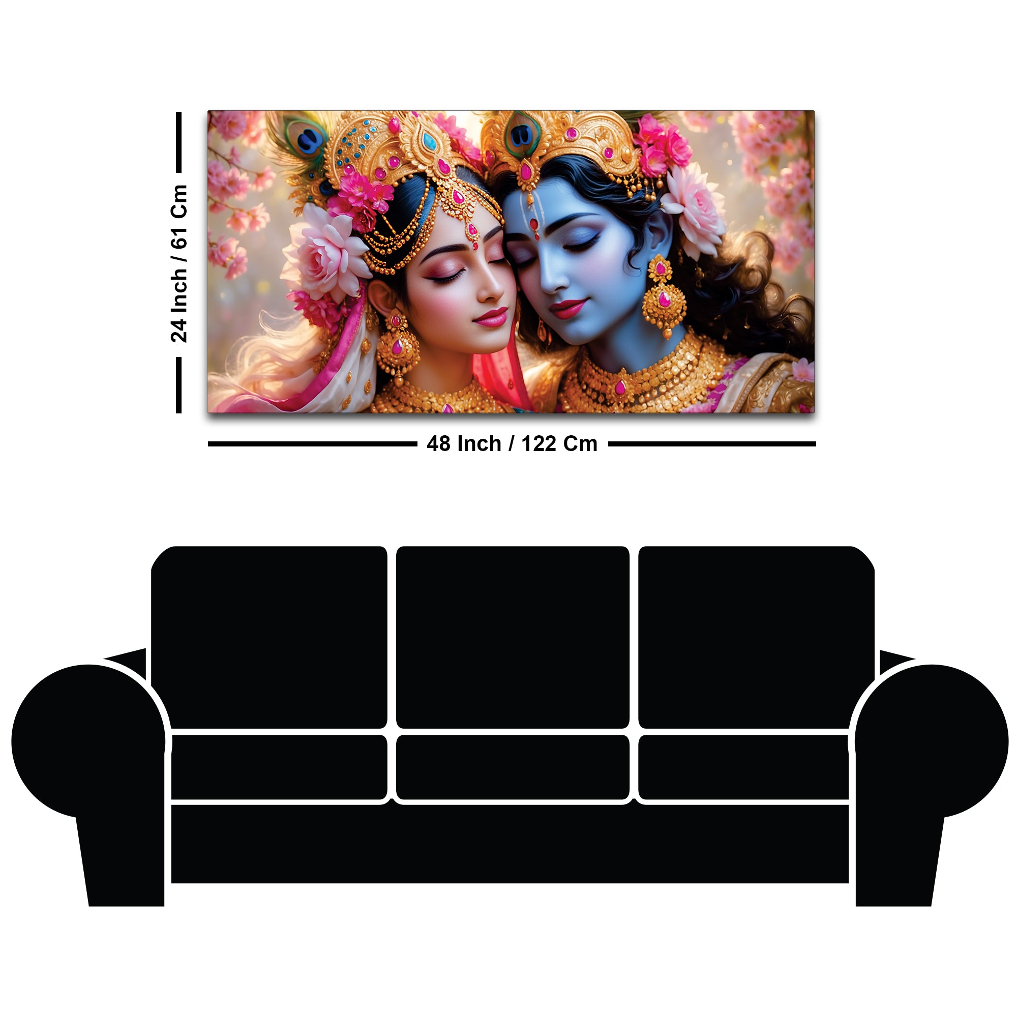 Radha Krishna Spiritual Canvas Painting for Modern Wall Decor