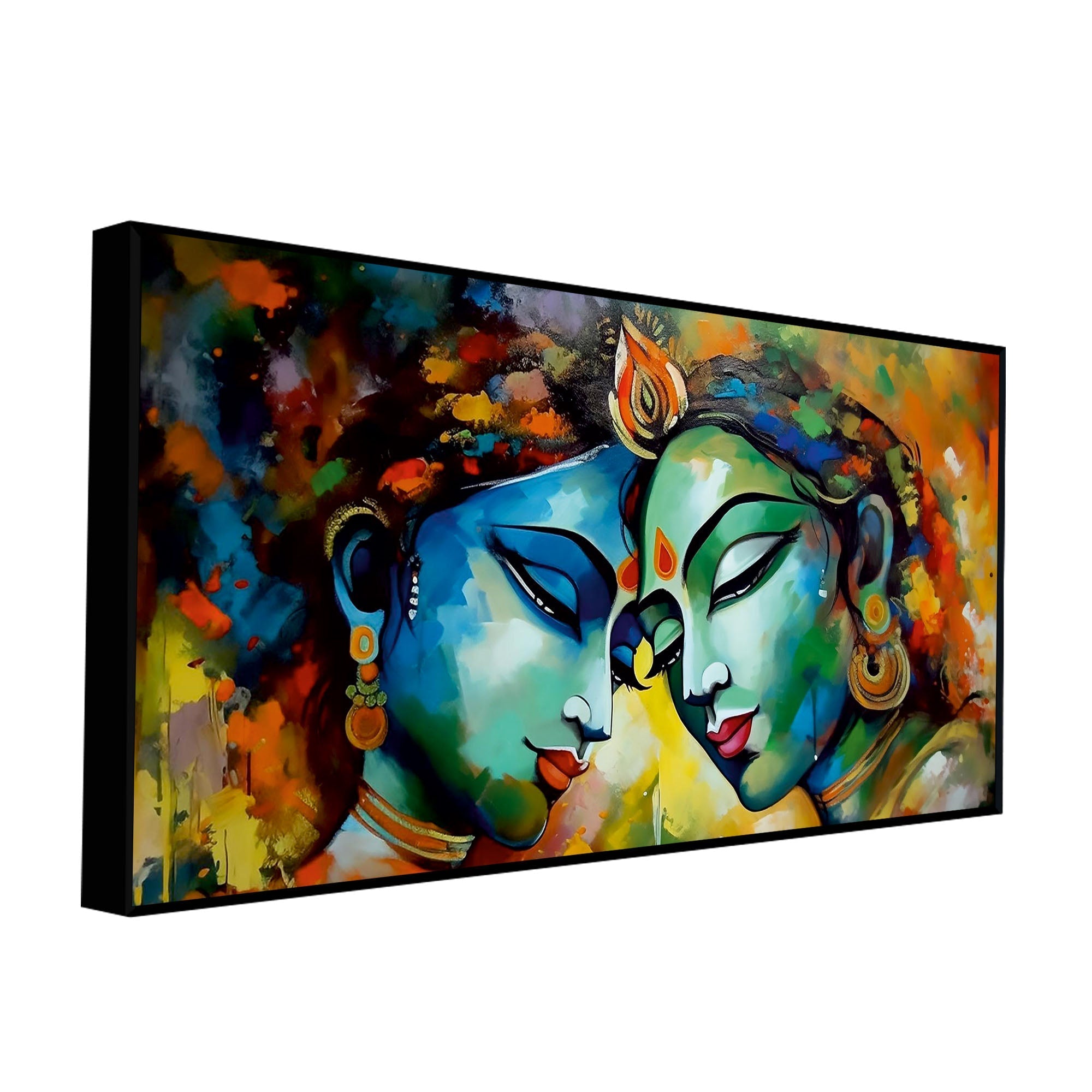 Radha Rani with Krishna Colorful Art Canvas Wall Painting