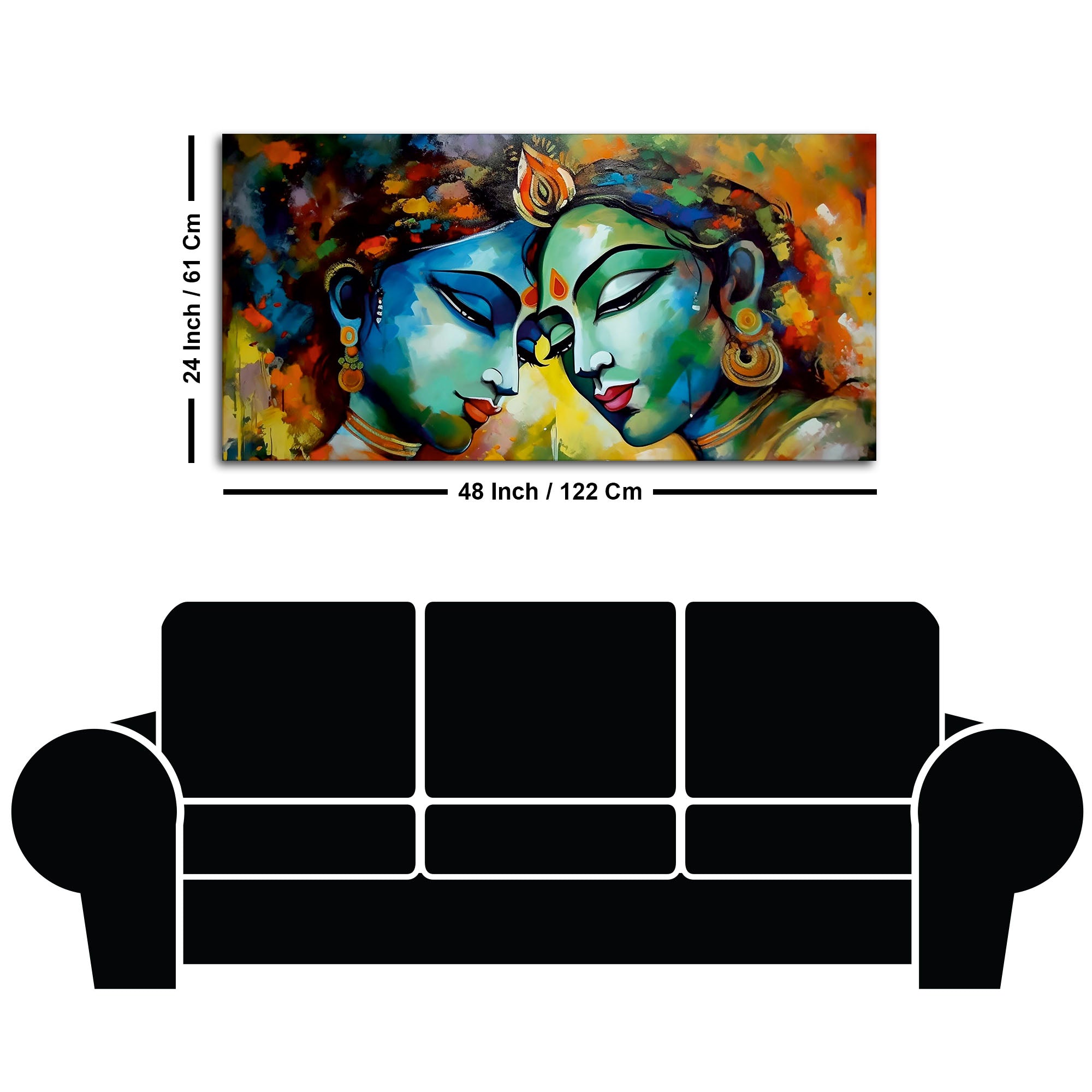 Radha Rani with Krishna Colorful Art Canvas Wall Painting