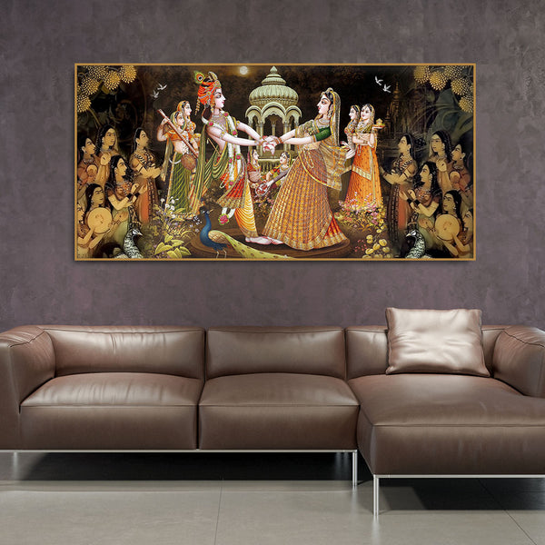 Radhe Krishna and Gopiya Rasleela Canvas Wall Painting