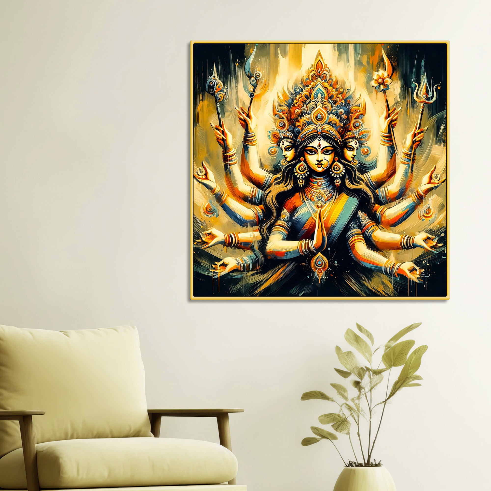 Radiant Durga Devi Premium Canvas Wall Painting