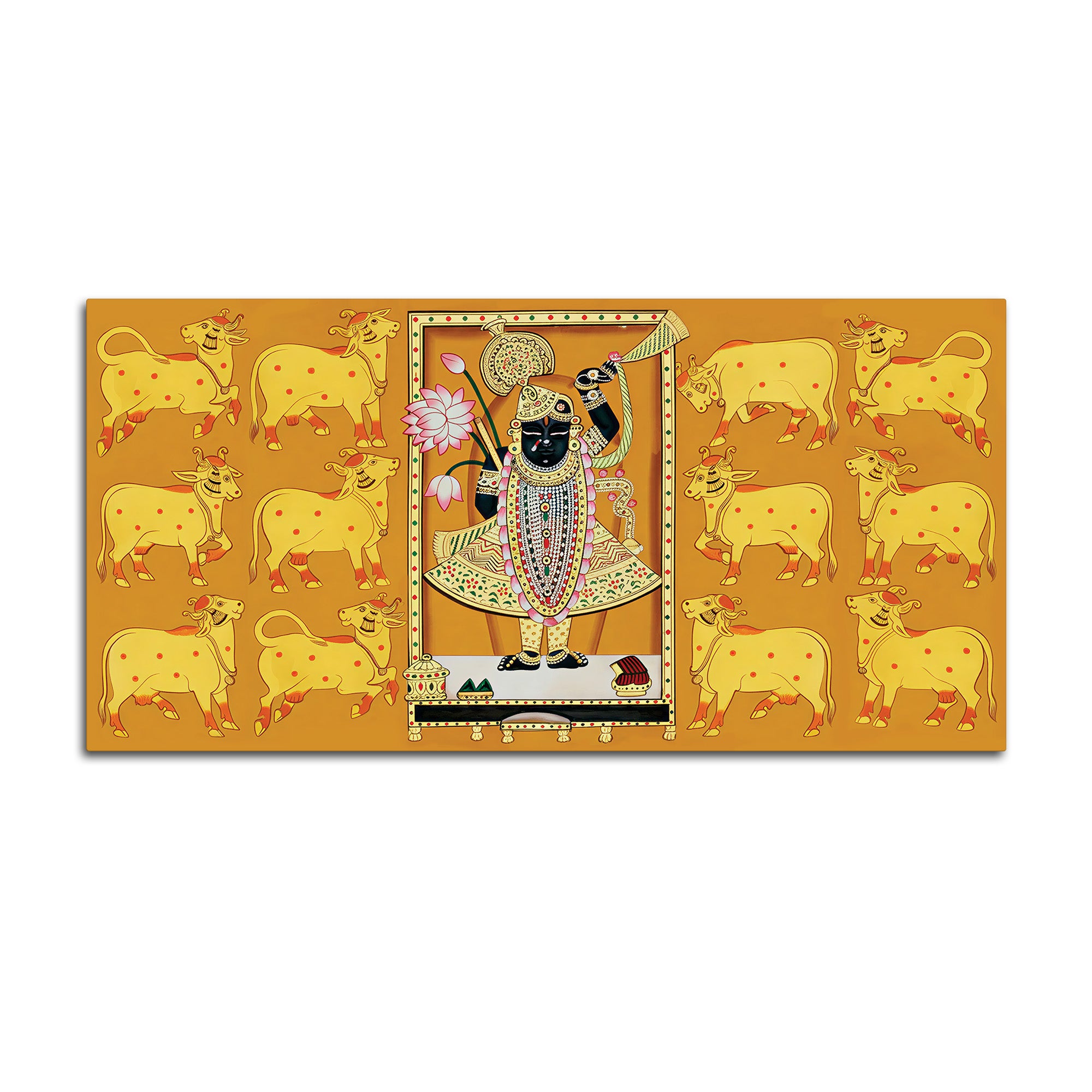 Rajasthani Golden Pichwai Shreenathji Canvas Wall Painting