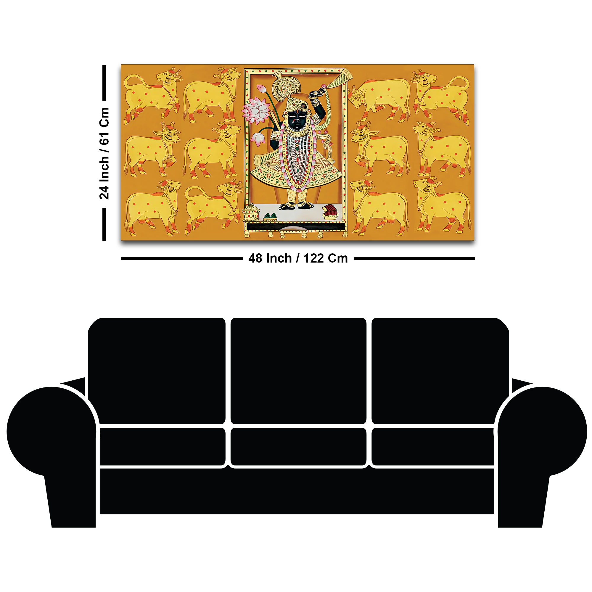 Rajasthani Golden Pichwai Shreenathji Canvas Wall Painting