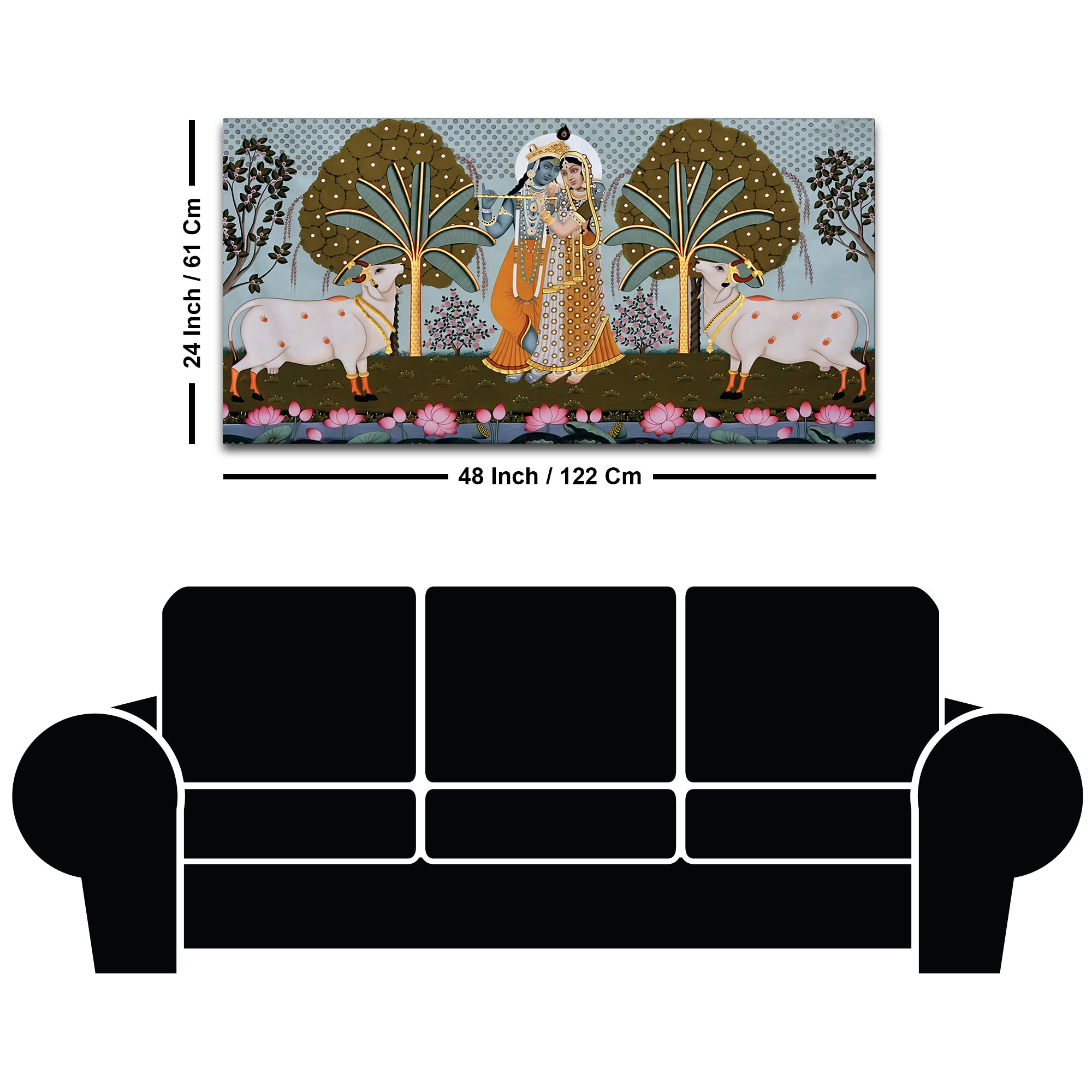 Rajasthani Pichwai Art Radha Krishna Canvas Wall Painting