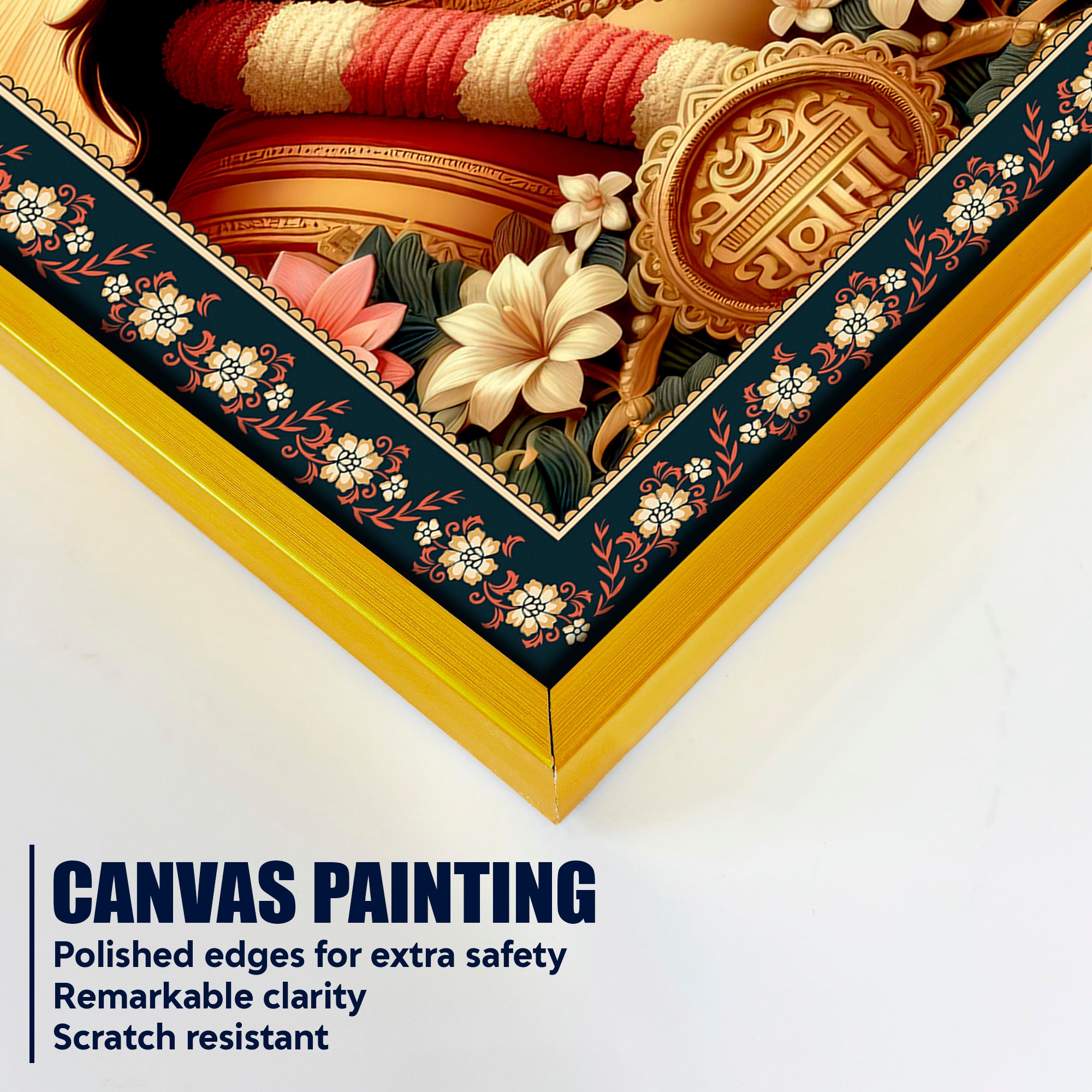 Rama Doota Hanuman Floral Border Vertical Wall Painting