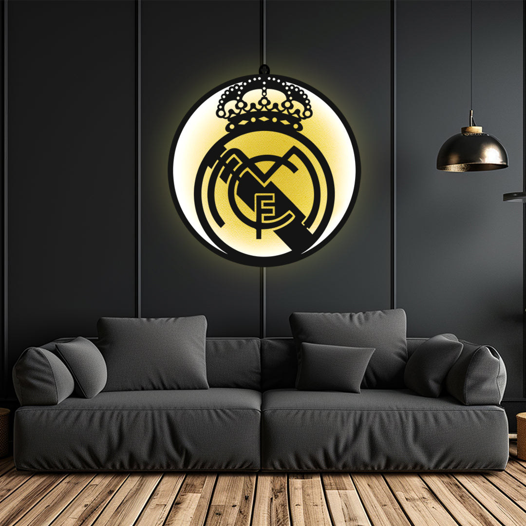 Real Madrid LED Wall Hanging Frame for Football Fan Wall Decor