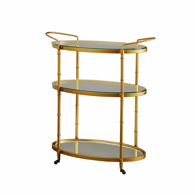 Rolling Bar Trolley with Bamboo-Style Frame Finish