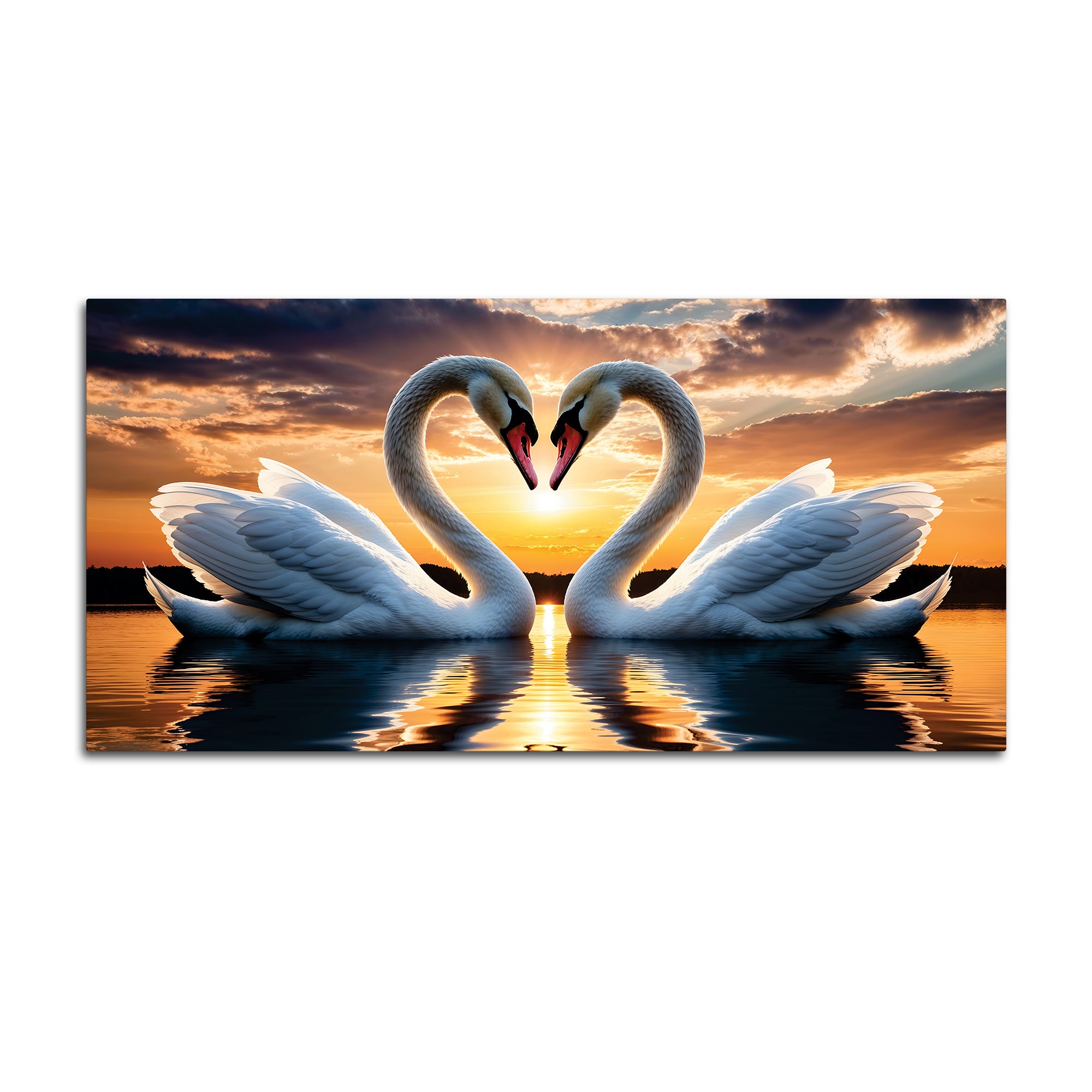 Romantic White Swan Wall Painting for Modern Living Room