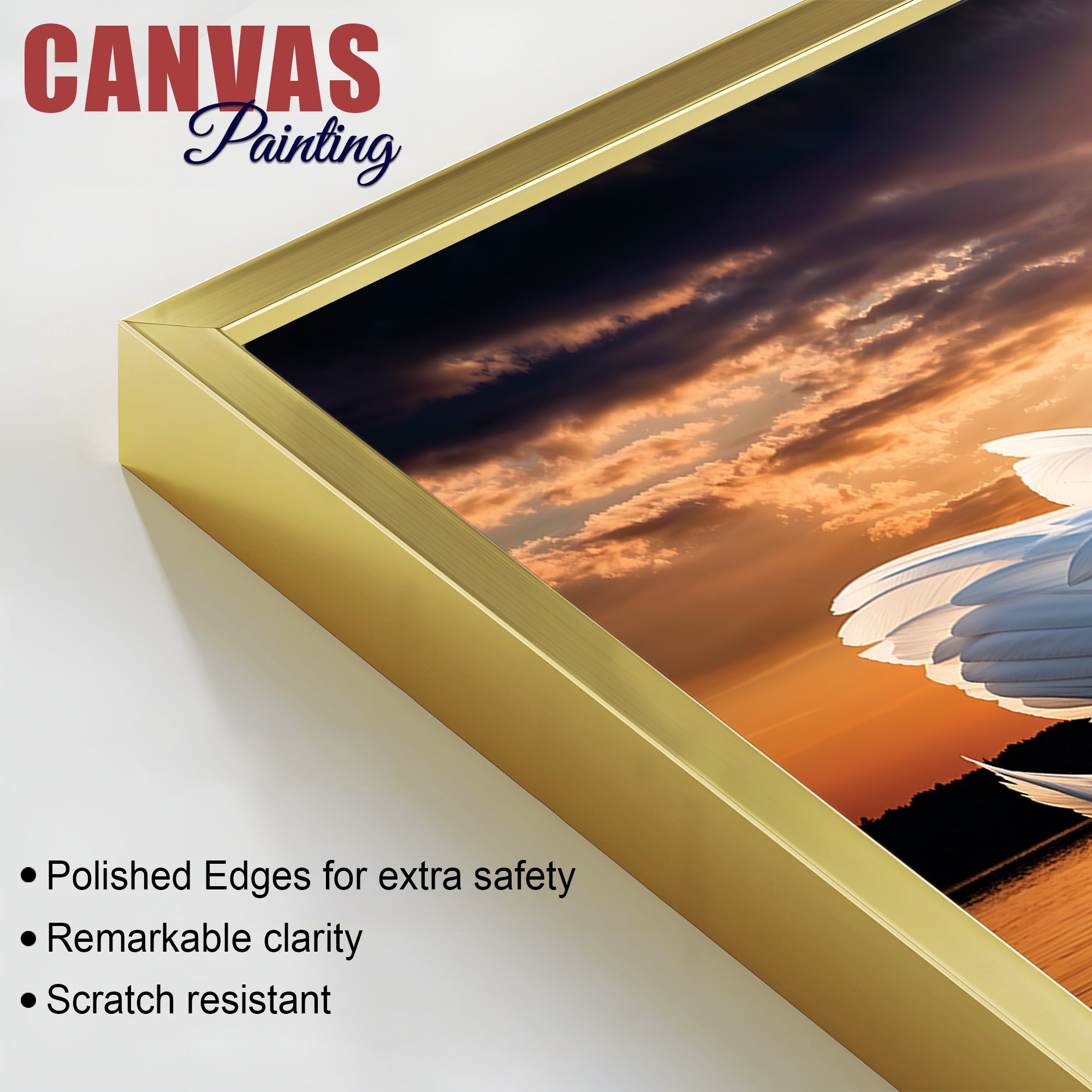 Romantic White Swan Wall Painting for Modern Living Room