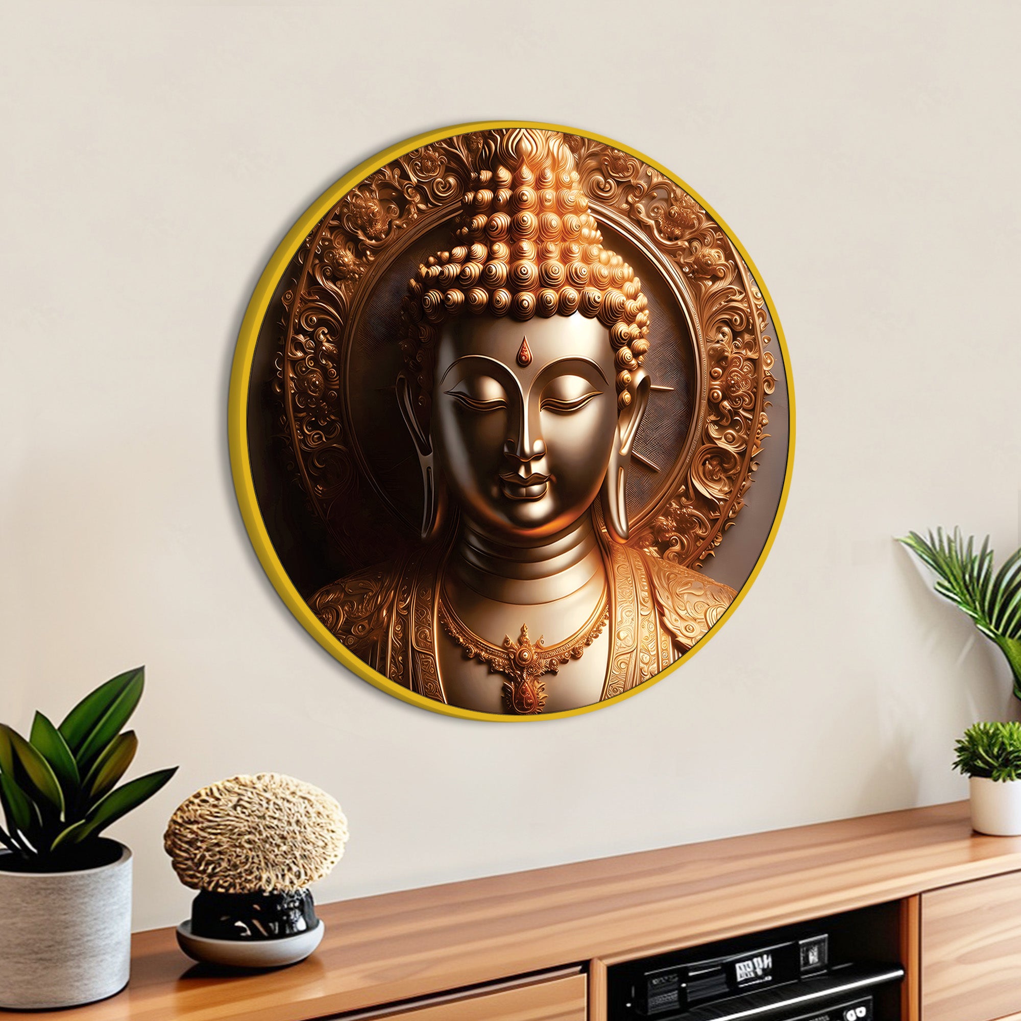 Round Buddha Artistic Canvas Painting