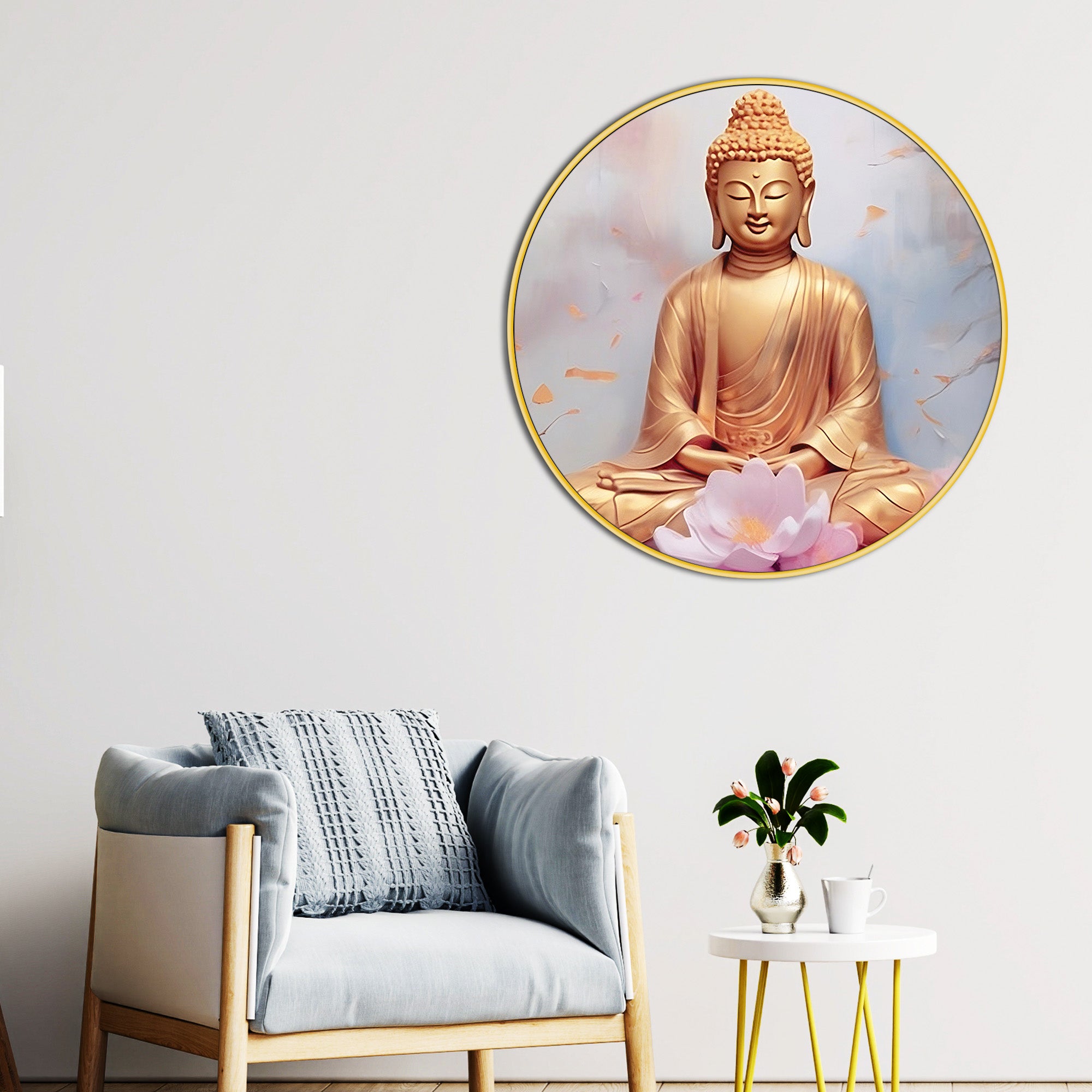 Round Buddha Wall Art Painting for Home Décor