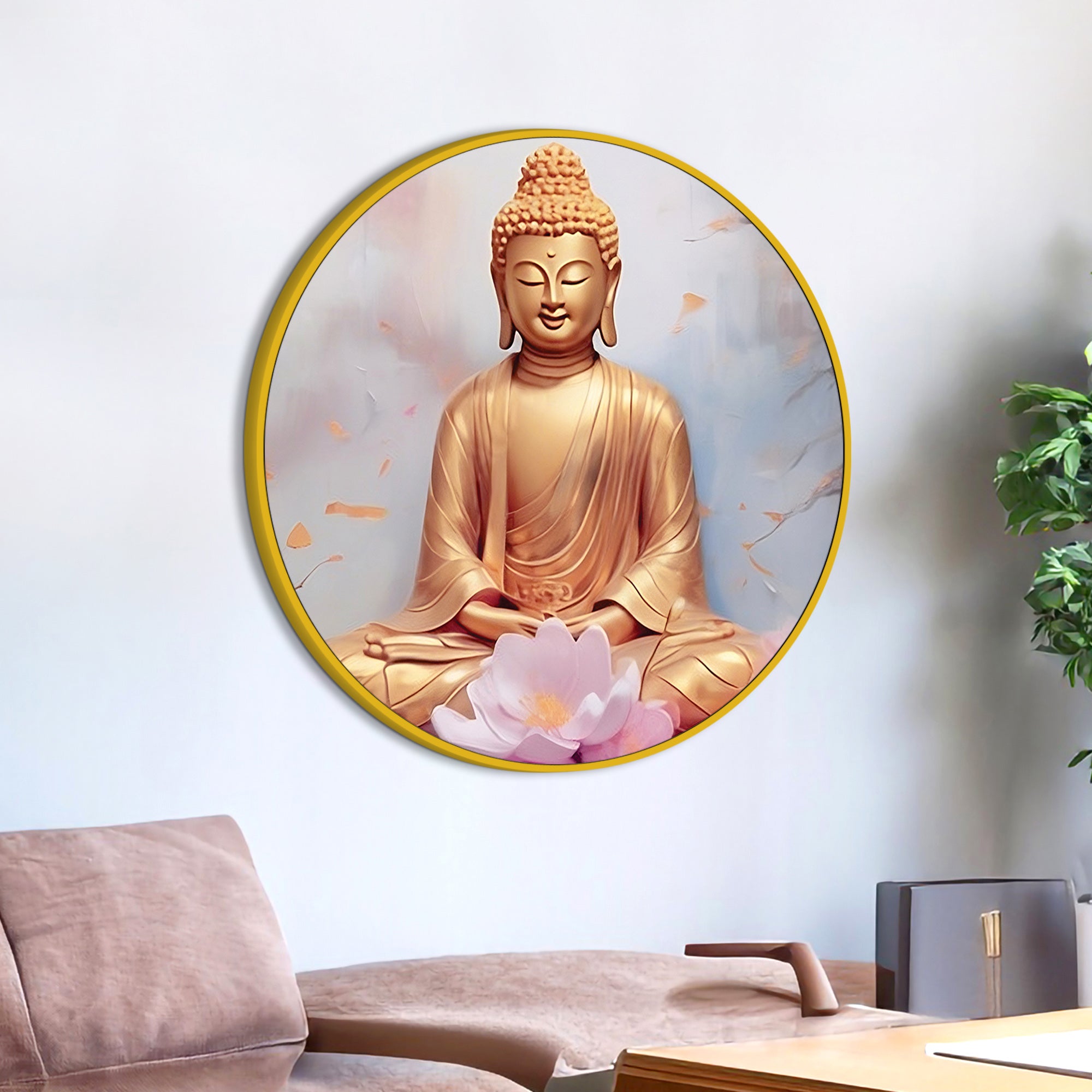 Round Buddha Wall Art Painting for Home Décor