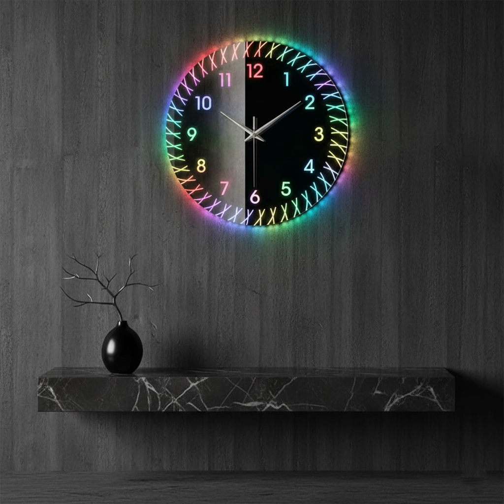 Round RGB LED Wall Clock | Colorful Modern Decorative Wall Clock