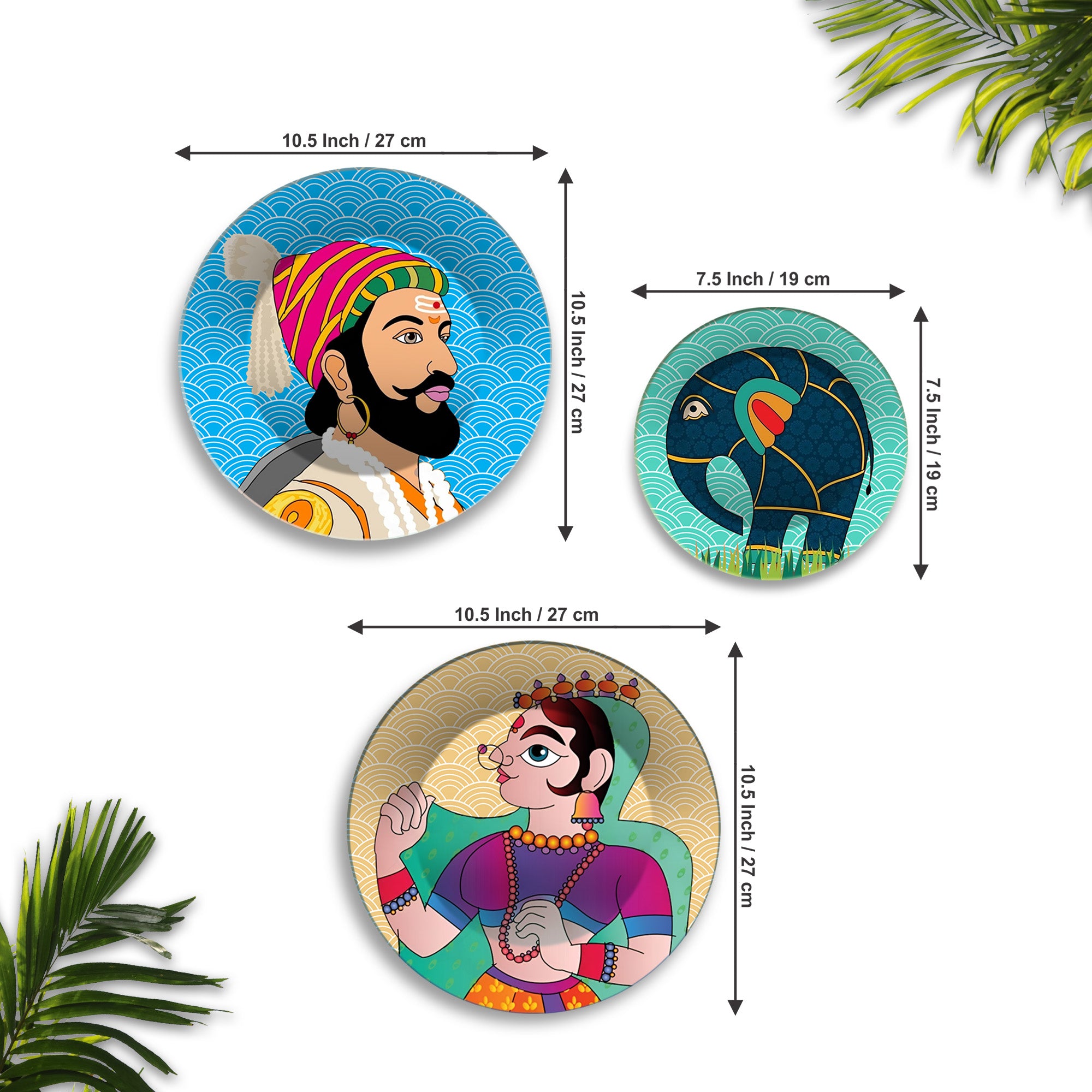 Royal & Cultural Regal Spirit Premium Wall Plates Painting Set of 3