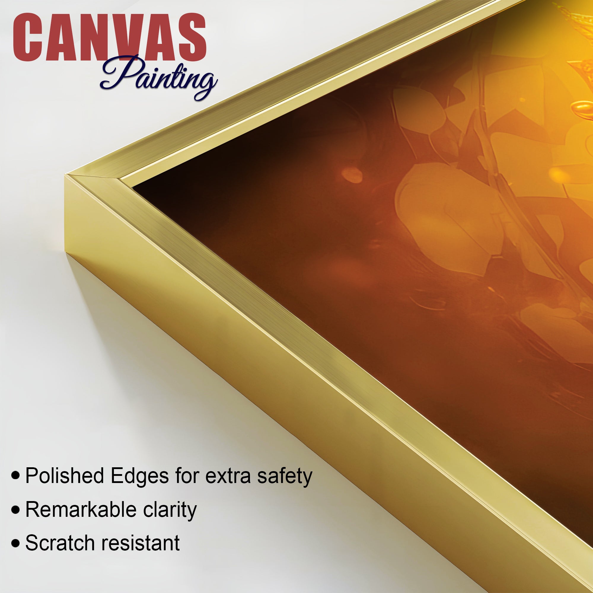 Royal Divine Golden Lord Ganesha Elegant Canvas Wall Painting for Home & Office Decor – Modern Devotional Wall Art