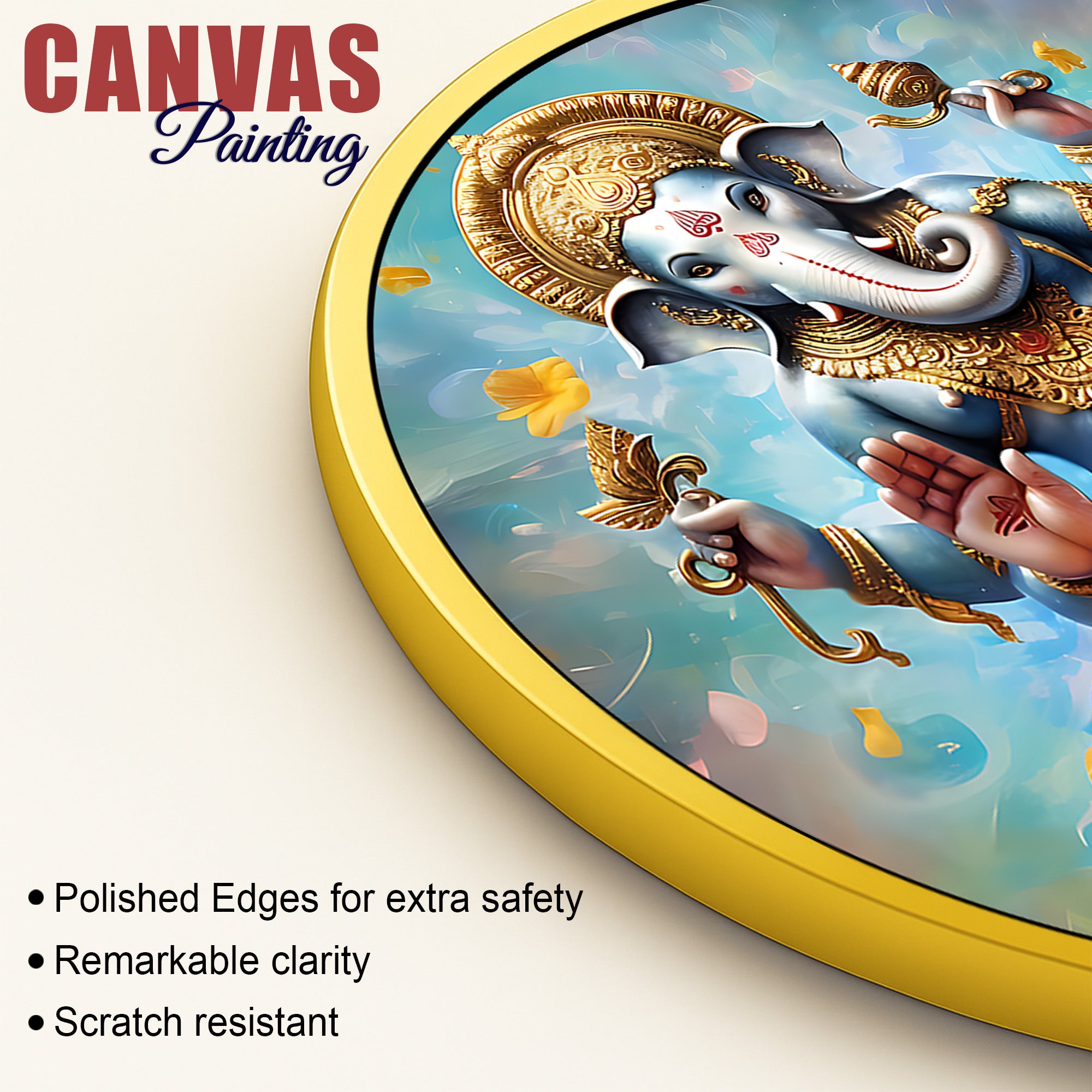 Royal Ganesh Ji Round Painting