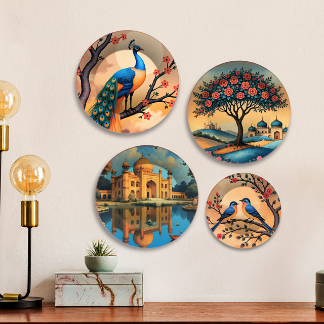 Royal Heritage India Scenic Premium Wall Plates Painting Set of Four
