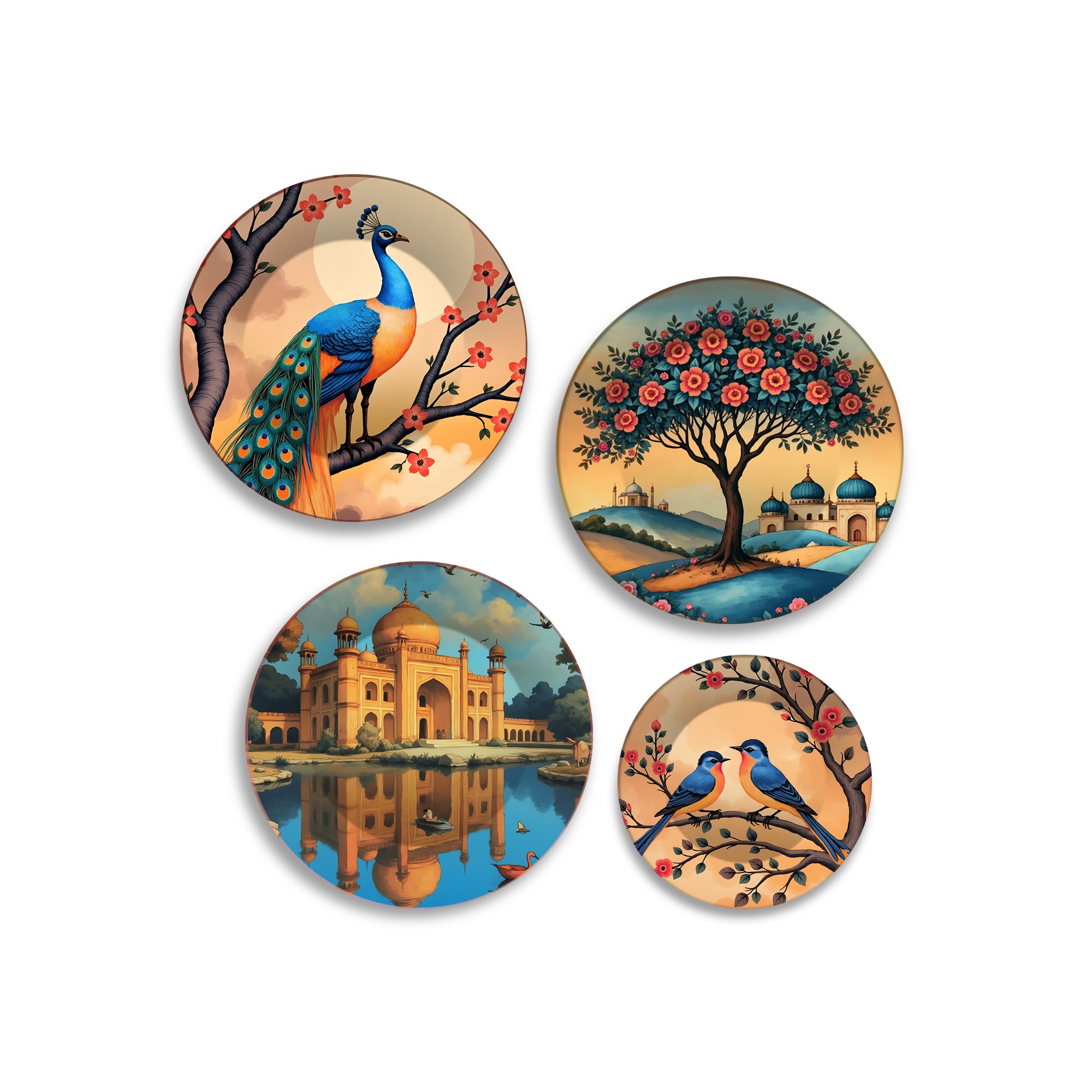 Royal Heritage India Scenic Premium Wall Plates Painting Set of Four