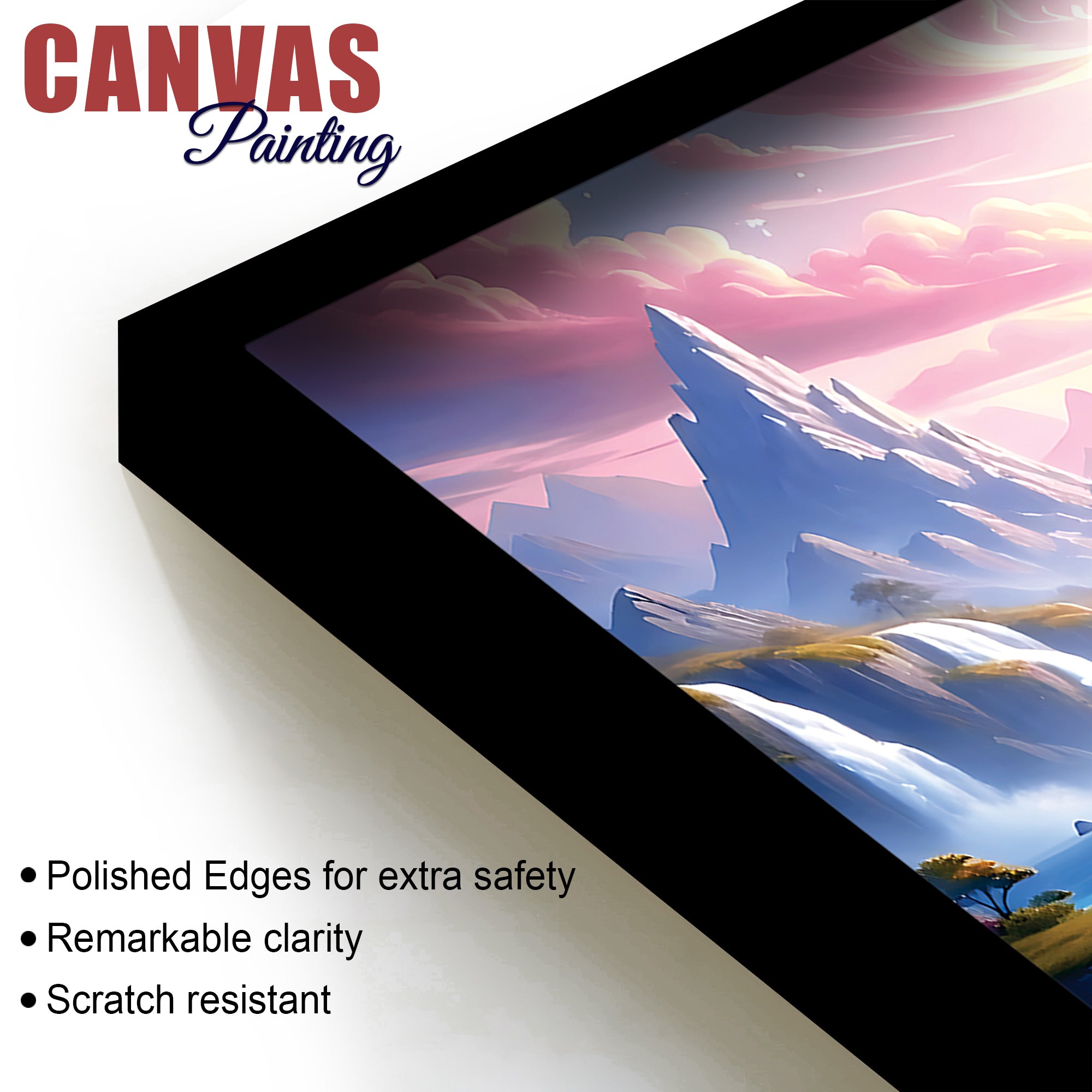 Royal Lord Ganesha Sitting Between Mountains & Waterfall Canvas Wall Painting For Home & Pooja Spaces – Modern Spiritual Wall Art