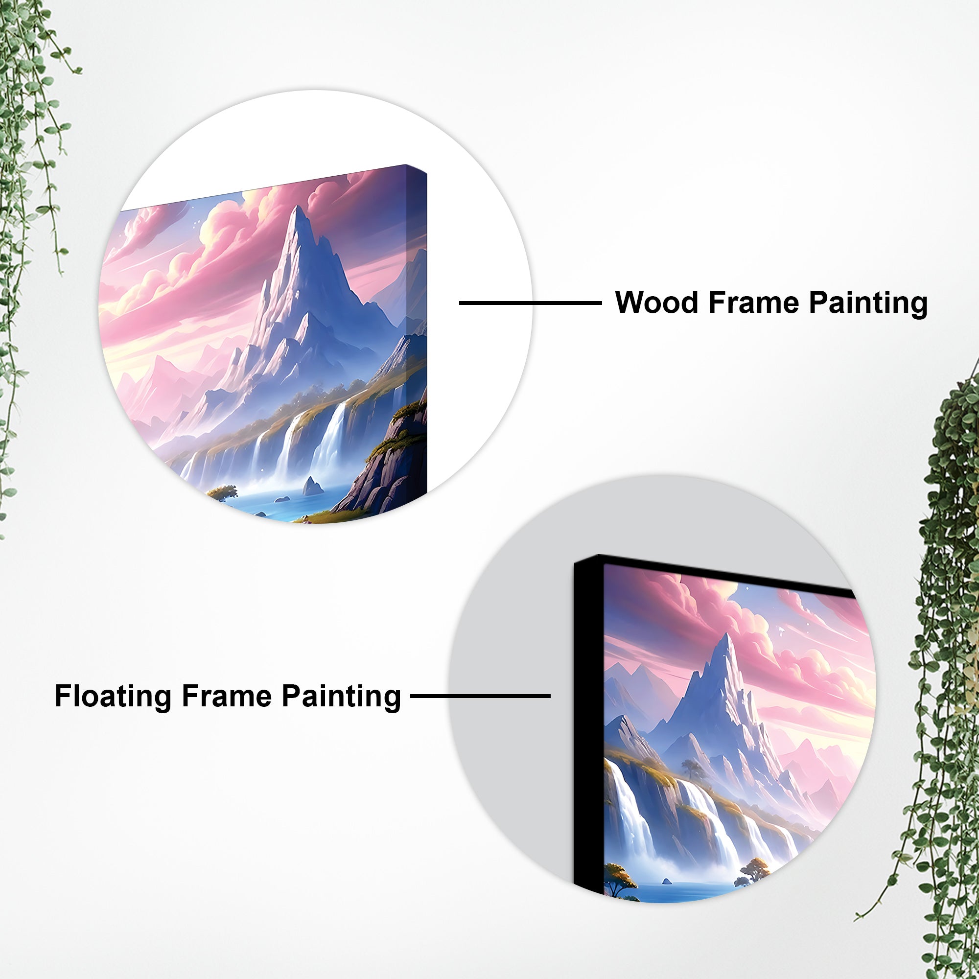 Royal Lord Ganesha Sitting Between Mountains & Waterfall Canvas Wall Painting For Home & Pooja Spaces – Modern Spiritual Wall Art