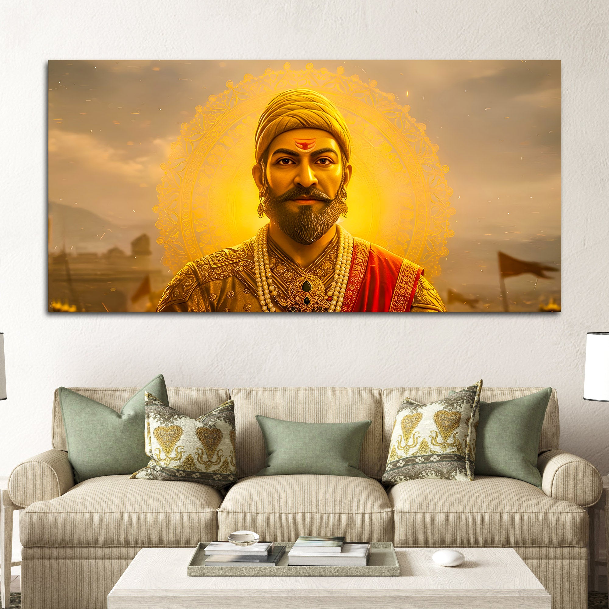 Royal Shivaji Maharaj Warrior Painting for Living Room Décor