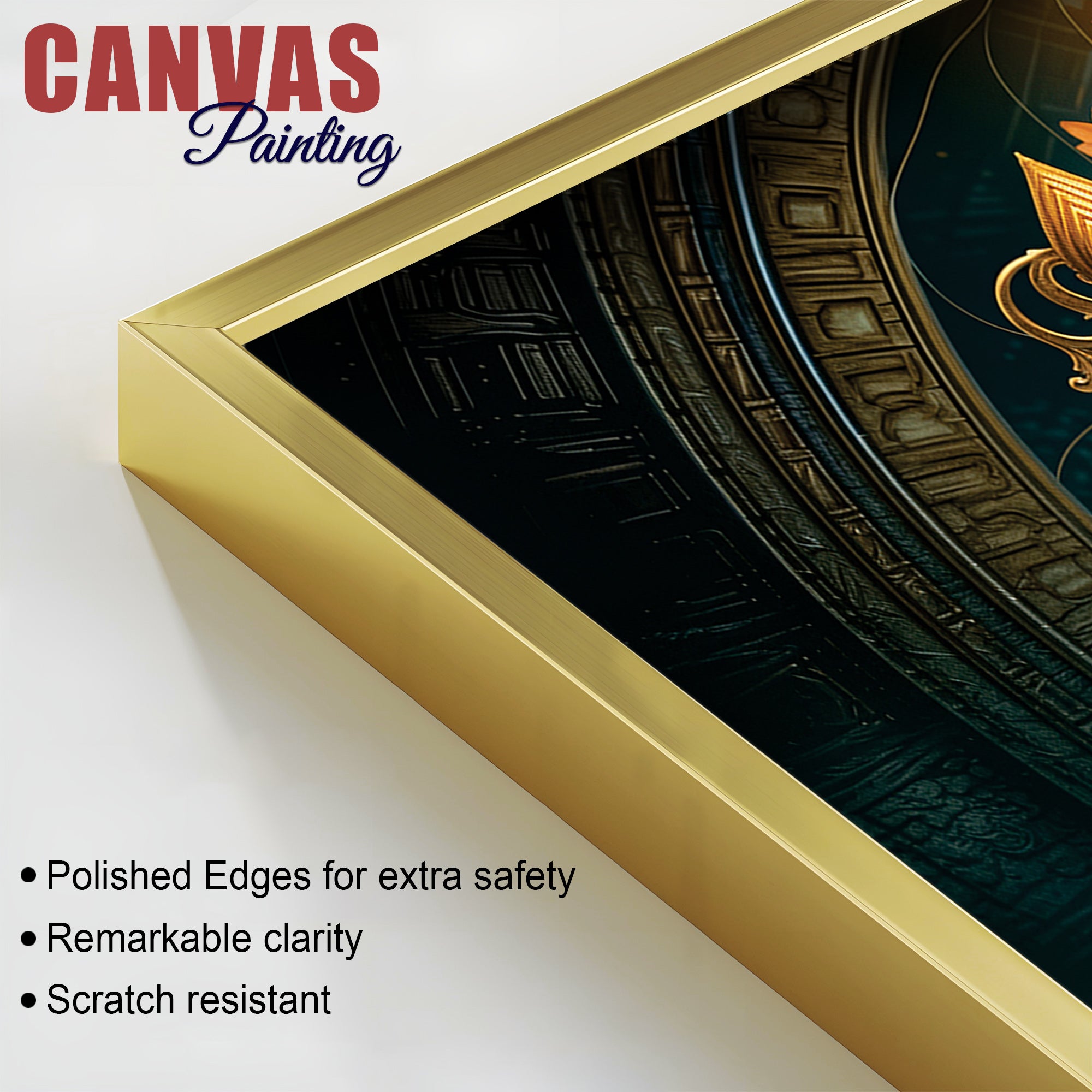 Royal Temple Inspired Lord Shri Ganeshji Canvas Wall Art Painting for Home & Office – Elegant Spiritual Wall Décor