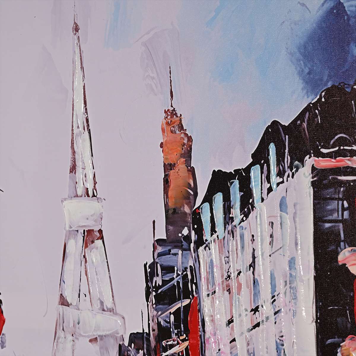 Rue de Paris Hand Painted Wall Painting with Floating Frame
