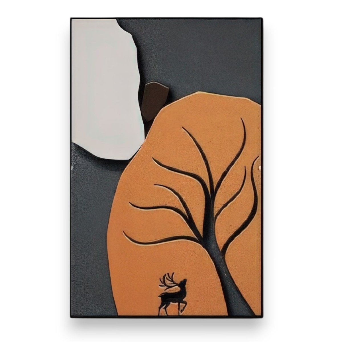 Rustic Wilderness Deer and Tree Silhouette 3D Wall Art Home Decor