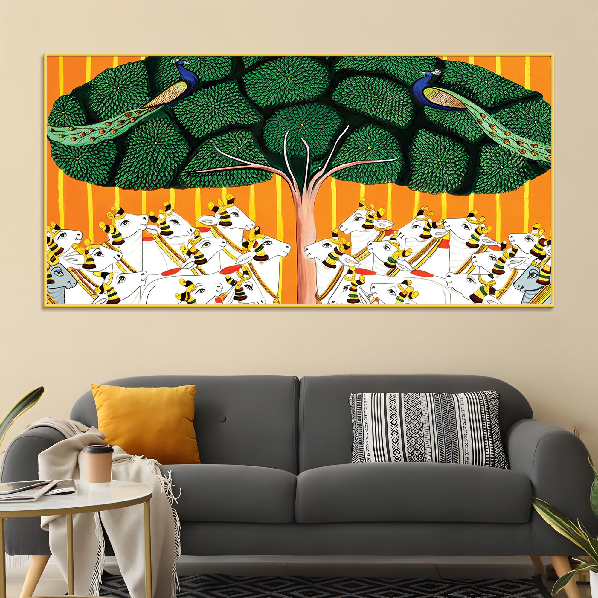 Sacred Cow Pichwai Art Canvas Wall Painting