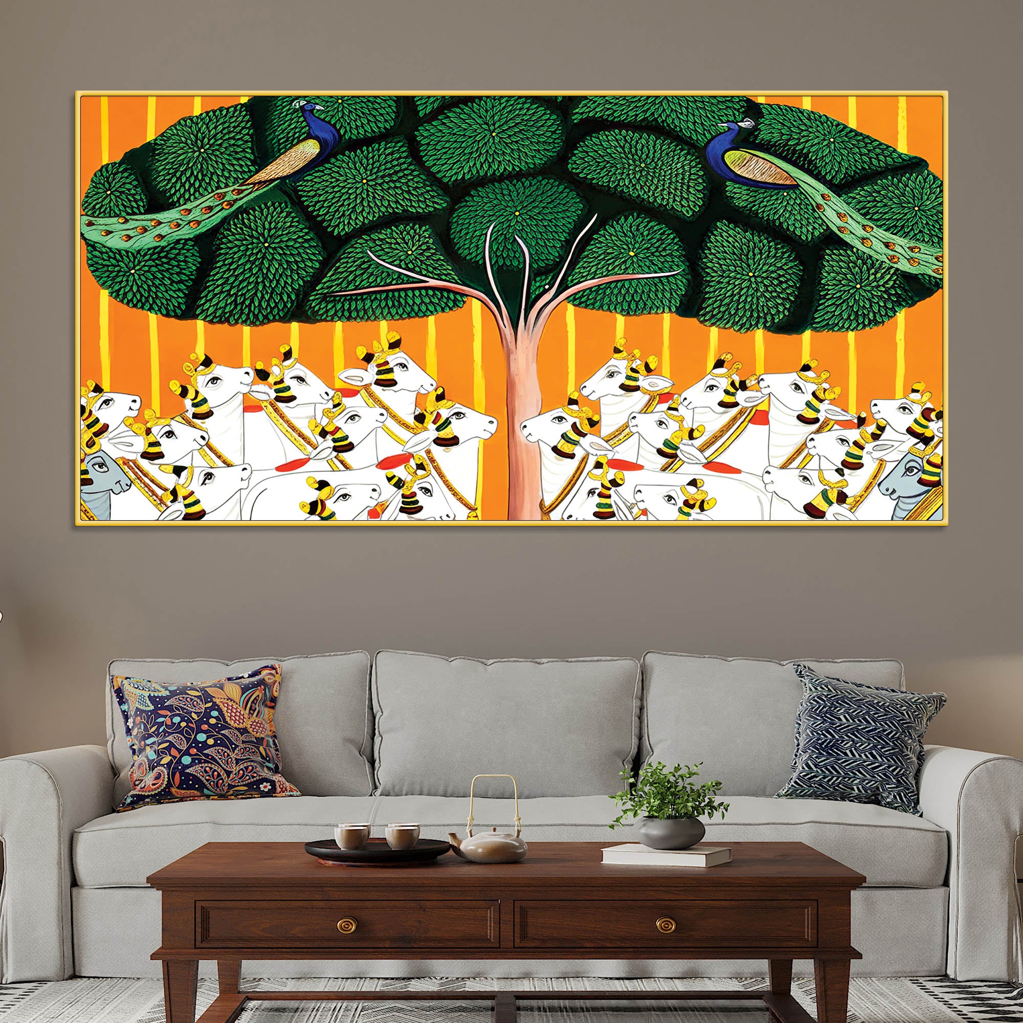 Sacred Cow Pichwai Art Canvas Wall Painting