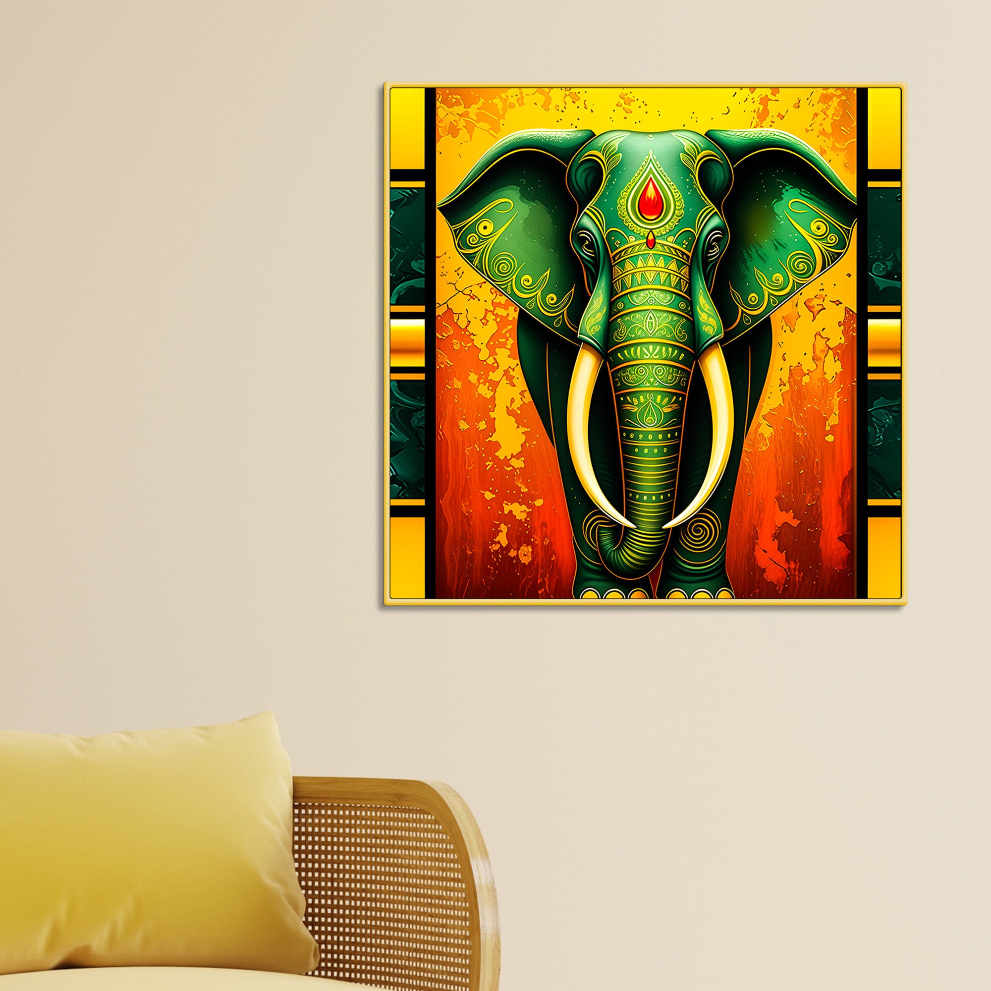 Sacred Elephant Ganesha Painting for Prosperity & Positive Energy