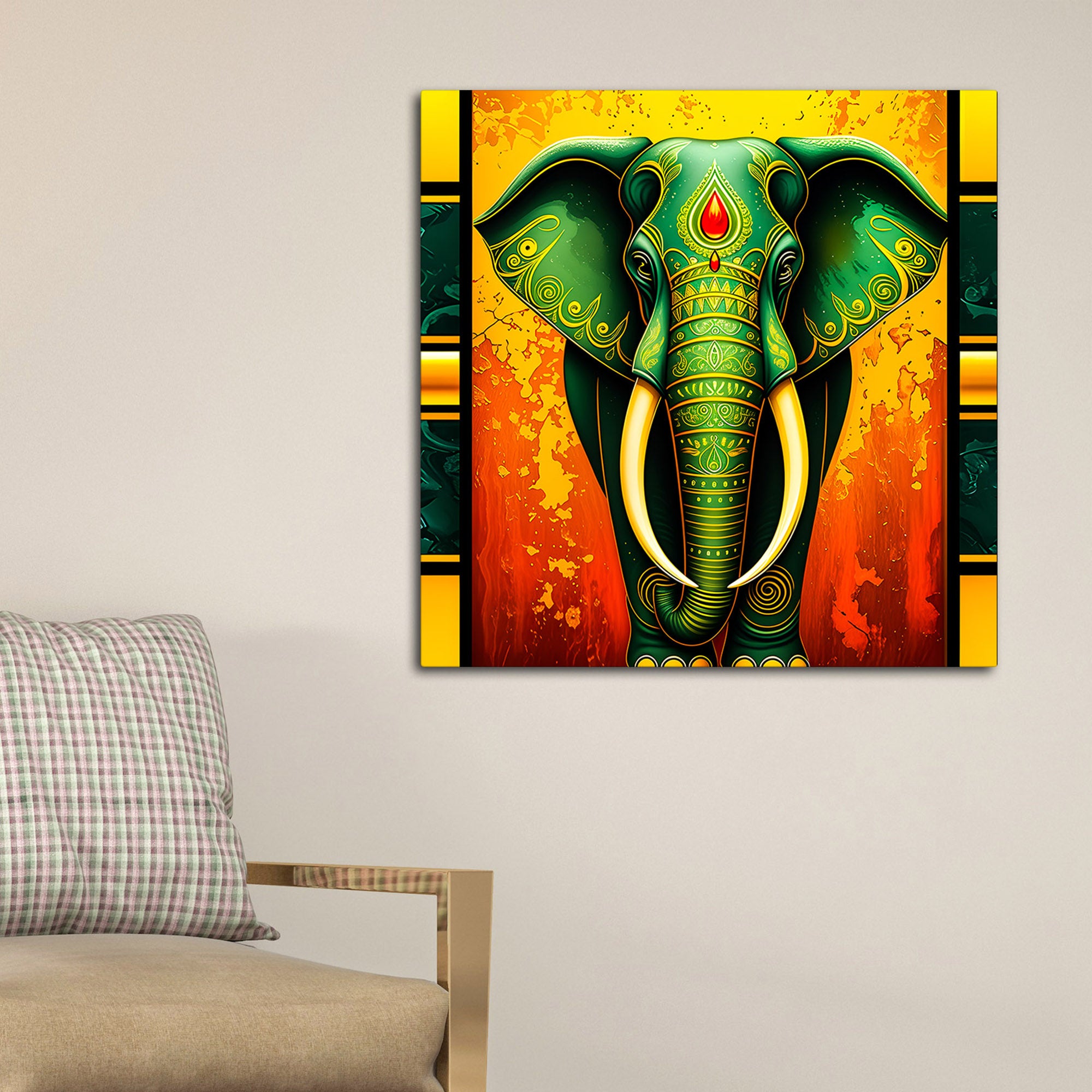 Sacred Elephant Ganesha Painting for Prosperity & Positive Energy