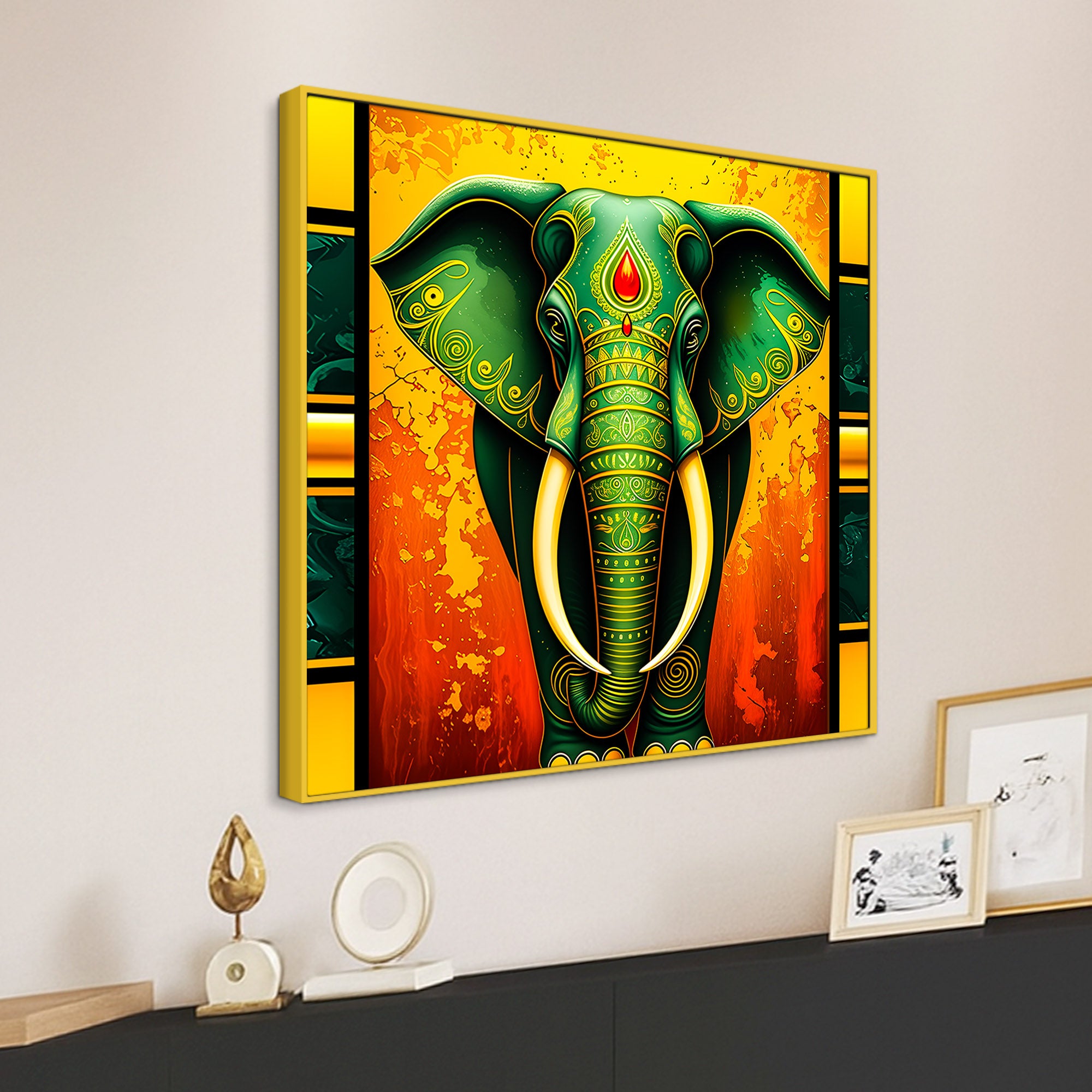 Sacred Elephant Ganesha Painting for Prosperity & Positive Energy